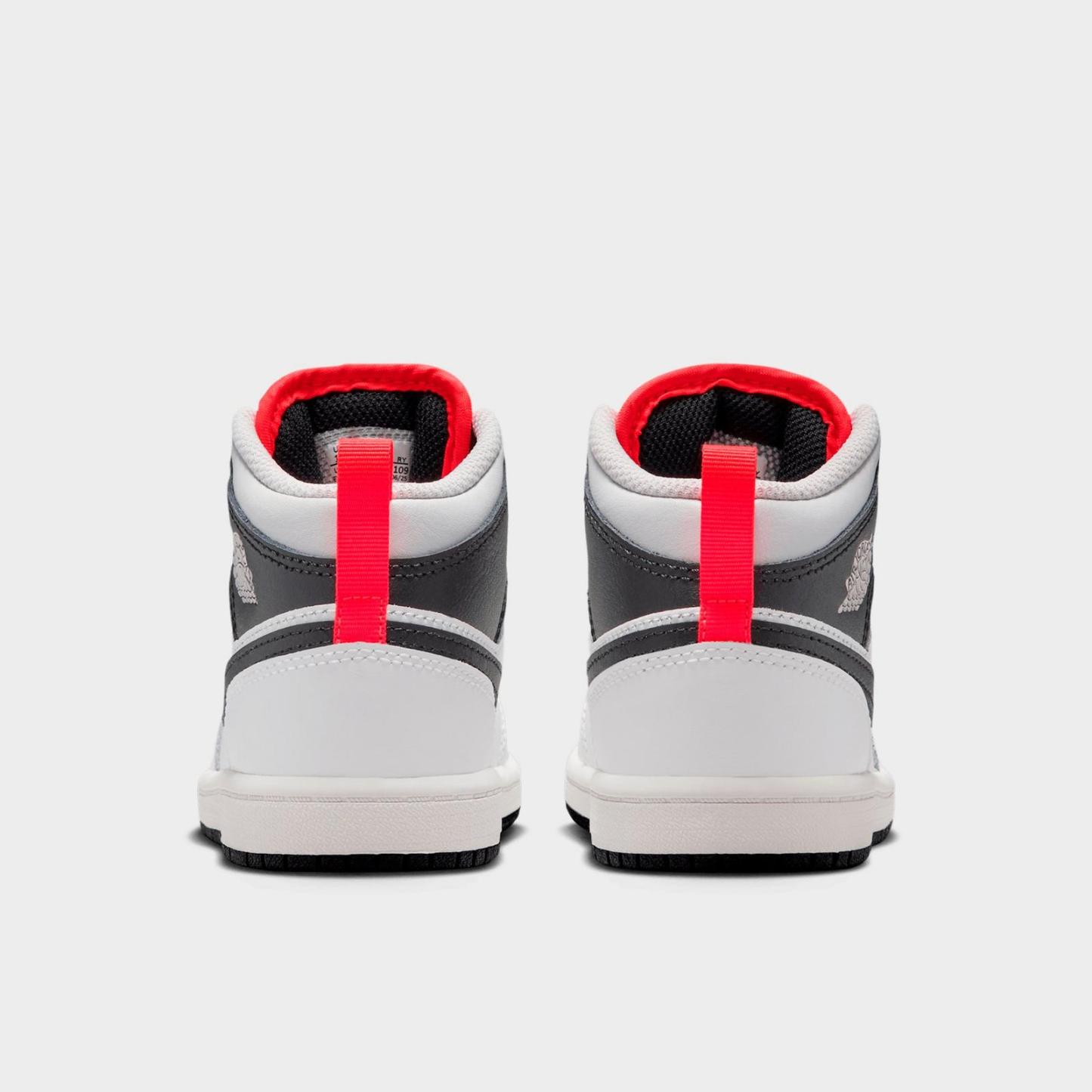 Little Kids' Air Jordan Retro 1 Mid Casual Shoes - Summit White/Infrared 23/Neutral Grey/Black - view 4