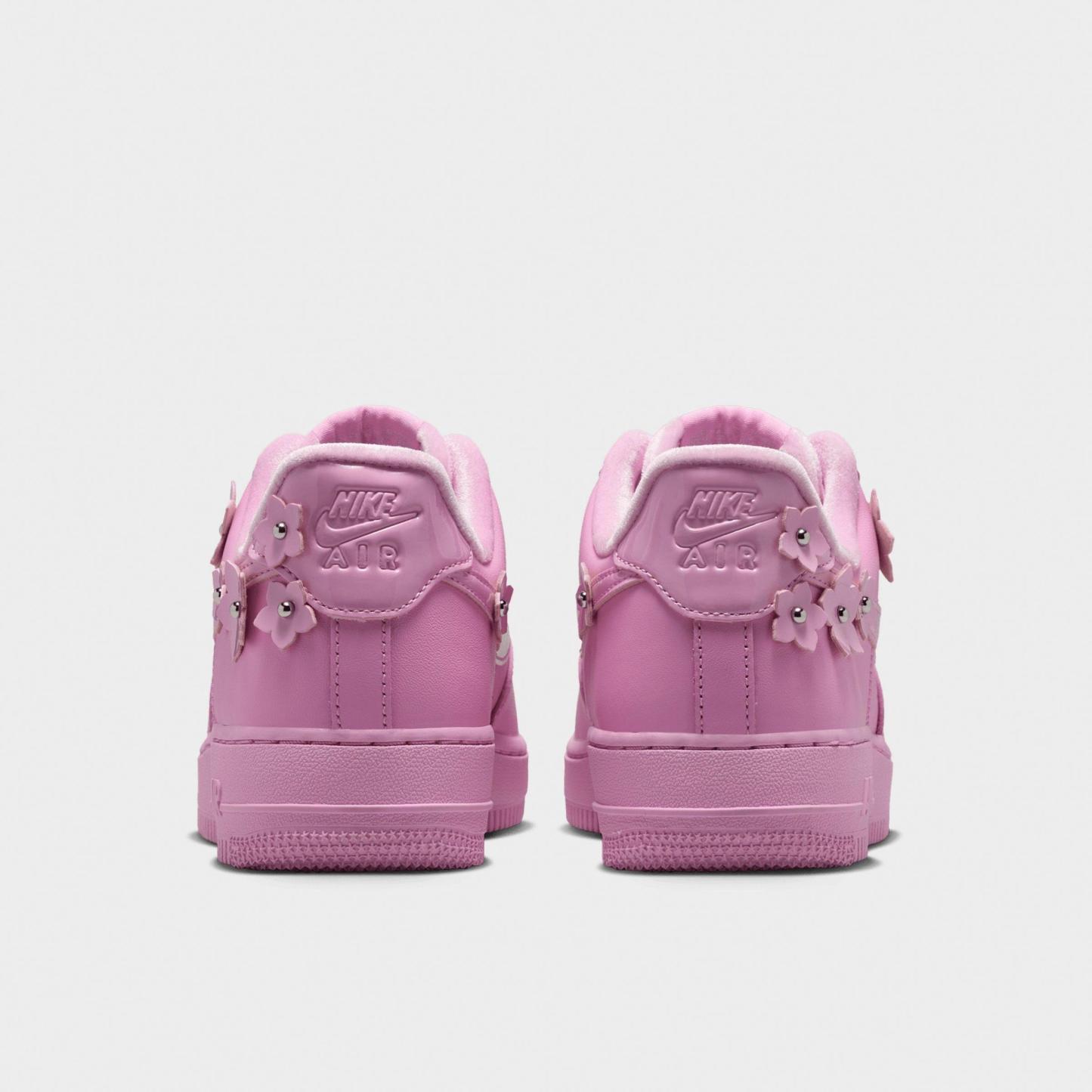 Women's Nithtke Air Force 1 '07 "Florette" Casual Shoes - Pink Rise/Pink Foam/Metallic Silver/Pink Rise - Back view