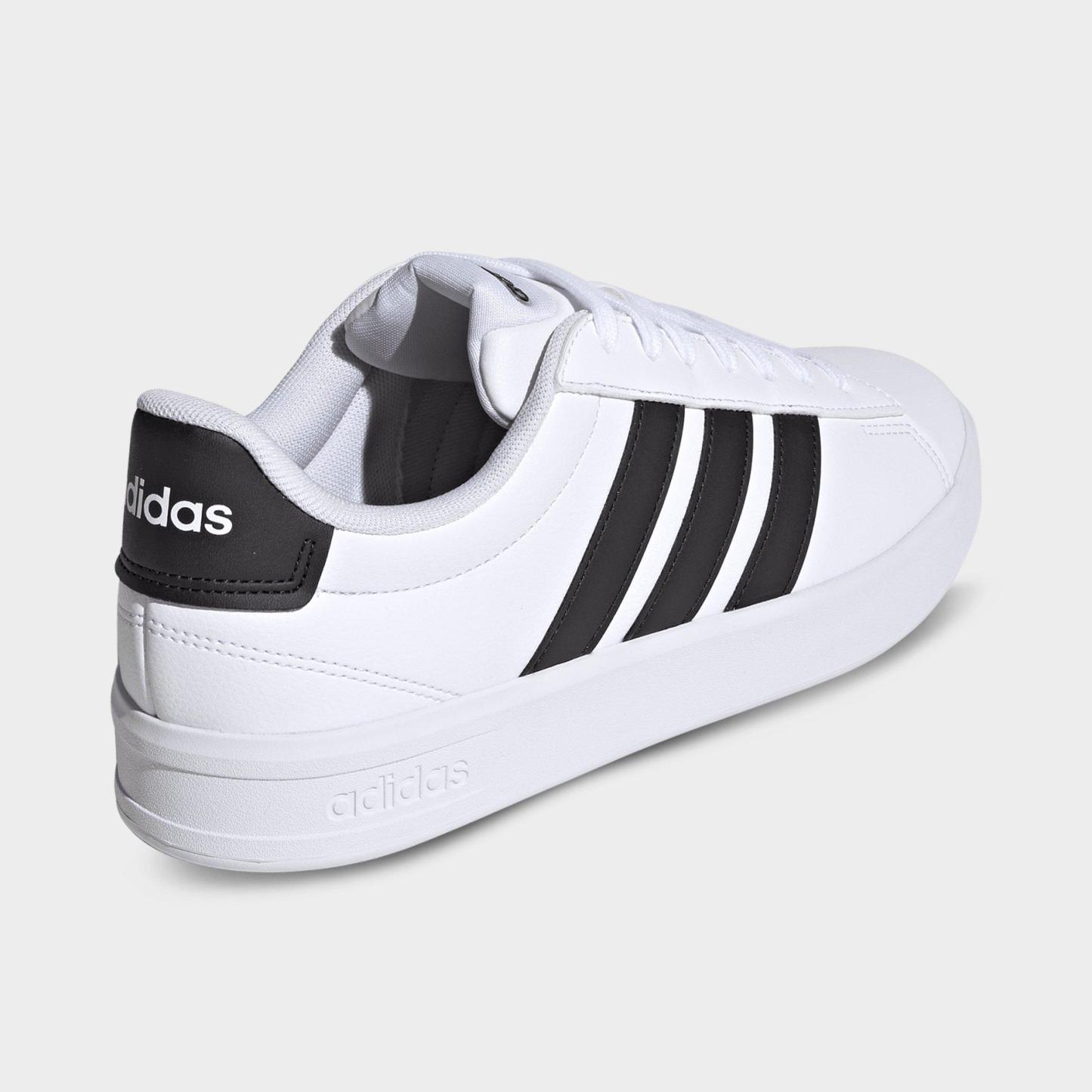 Men's adidas Grand Court Casual Shoes (Wide Width) - Cloud White/Core Black/Cloud White - Back view