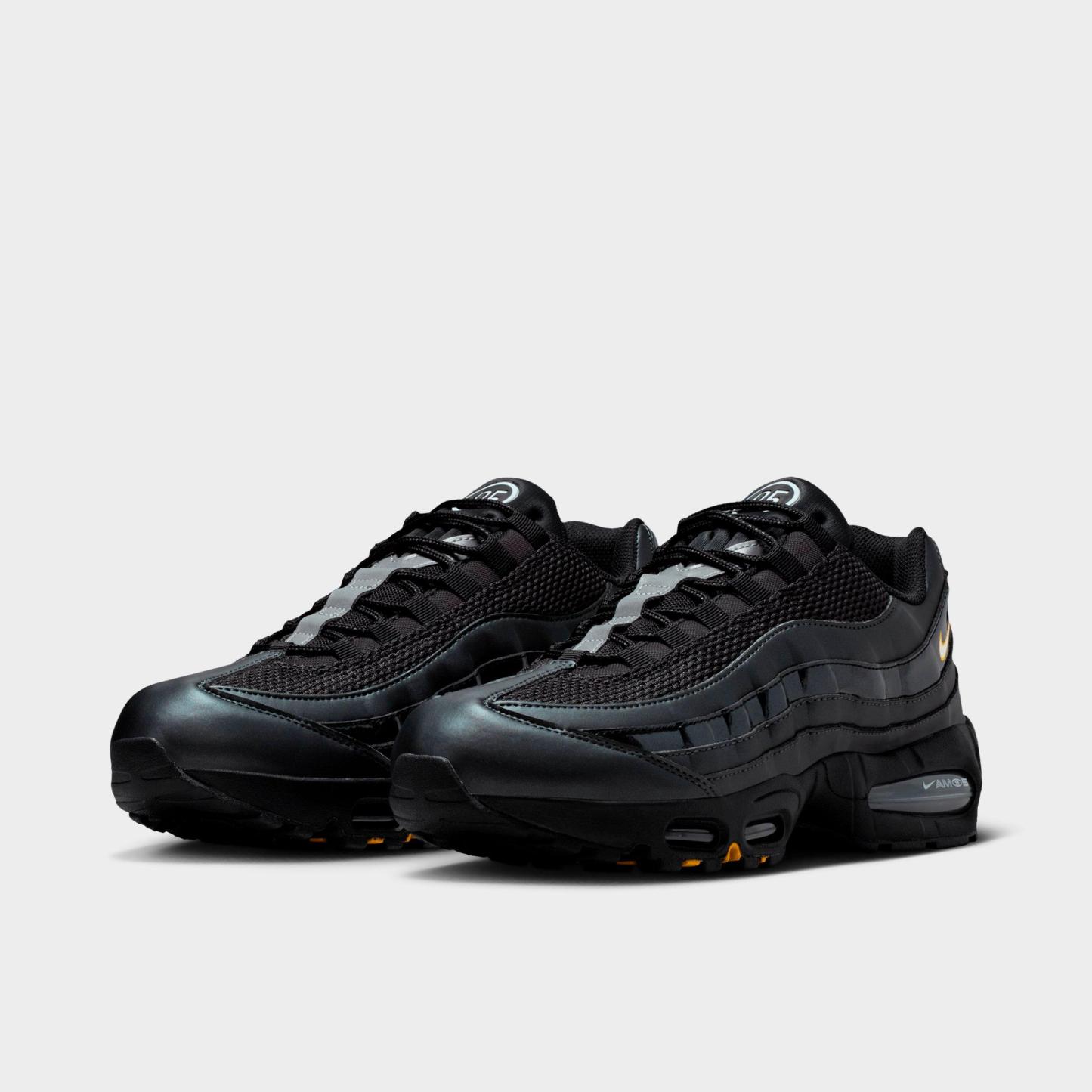 Men's Nithtke Air Max 95 Big Bubble Total 90 Casual Shoes - Black/University Gold/Metallic Silver/White - Both shoes facing left