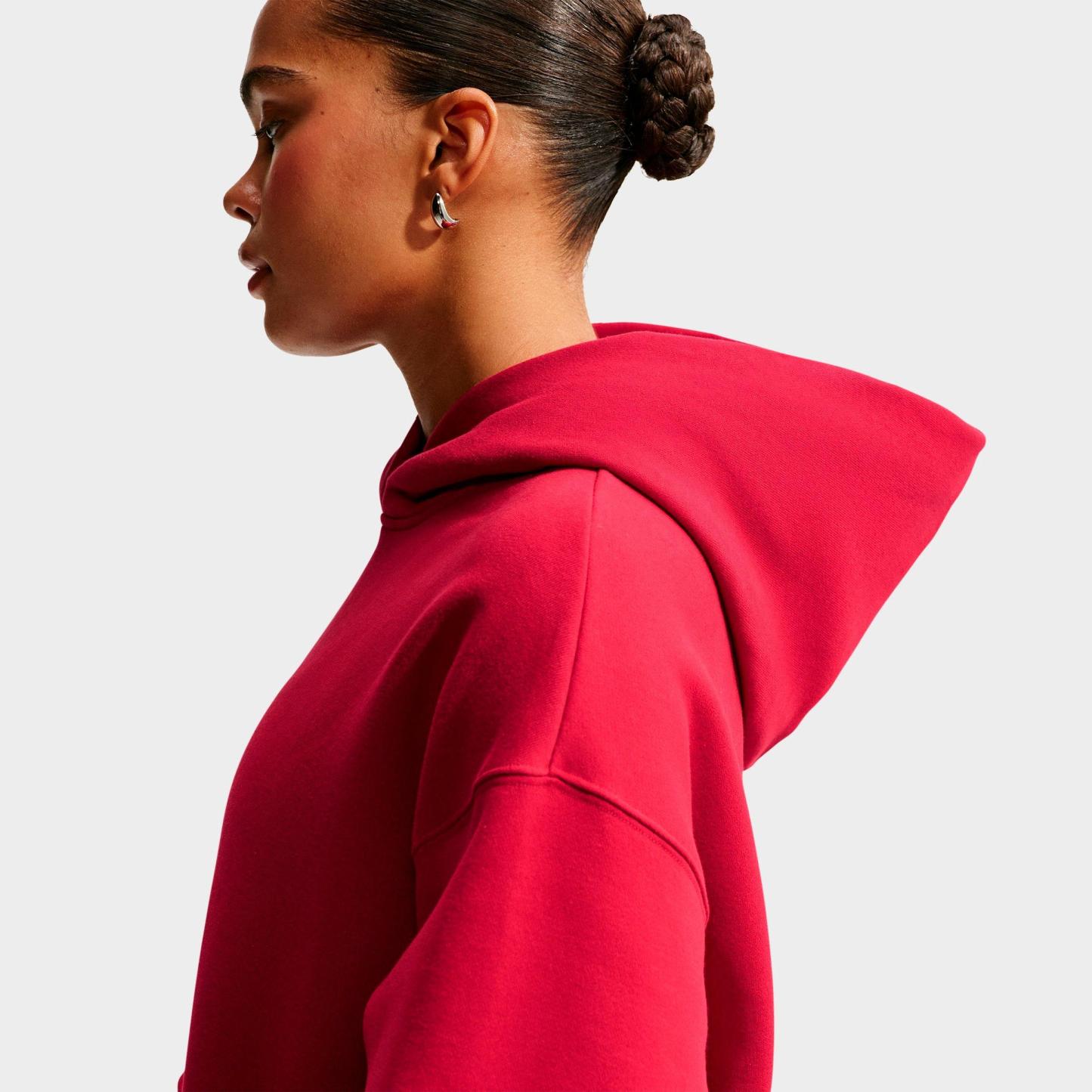 Women's Nithtke Studio Fleece Medium-Weight Camo Oversized Pullover Hoodie - Tough Red/Sail