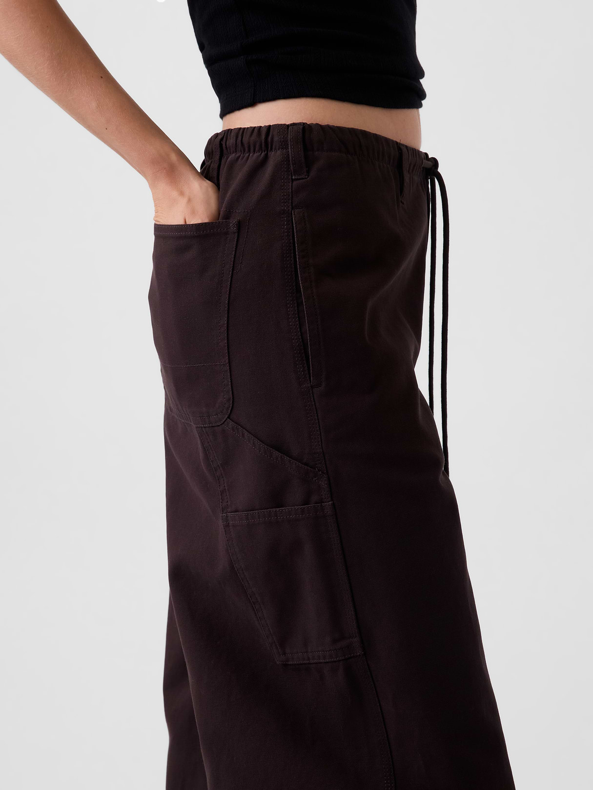 Canvas Easy Baggy Barrel Cargo Pants - Terra brown