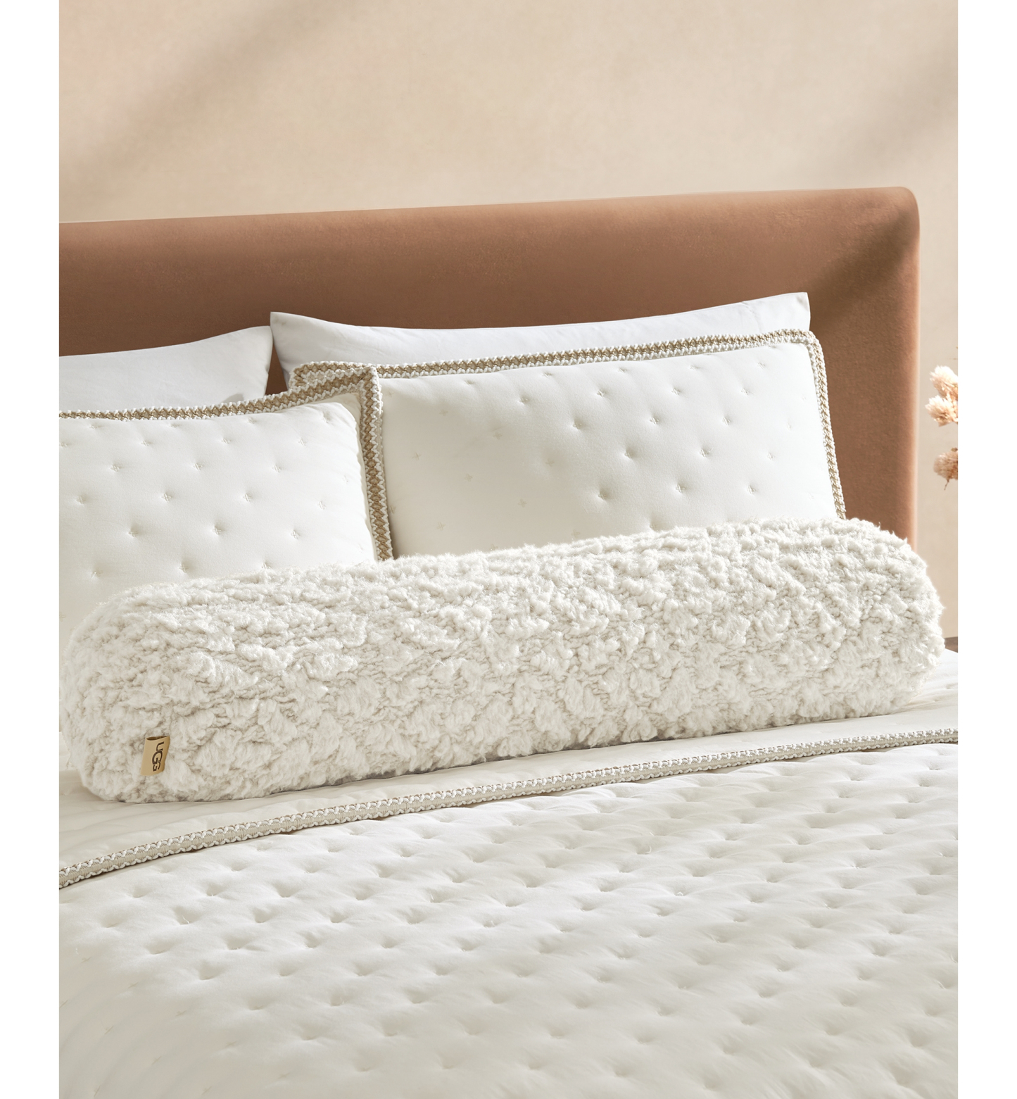 UGG® Shira Textured Bolster Pillow, 36" x 8" - Snow