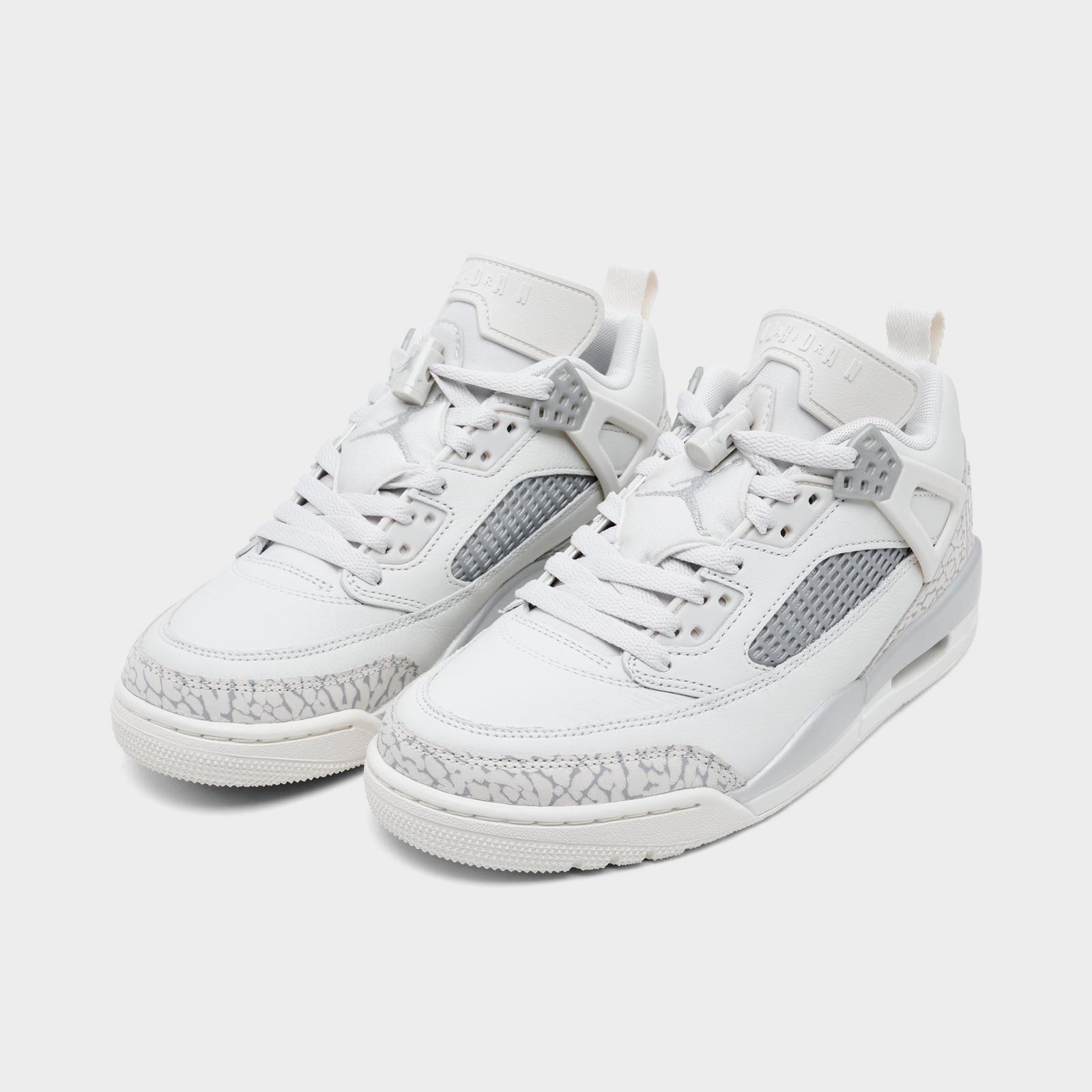 Women's Jordan Spizike Low Casual Shoes - Swan/Wolf Grey/Metallic Silver - Left shoe facing left. Outside of the shoe. - view 2