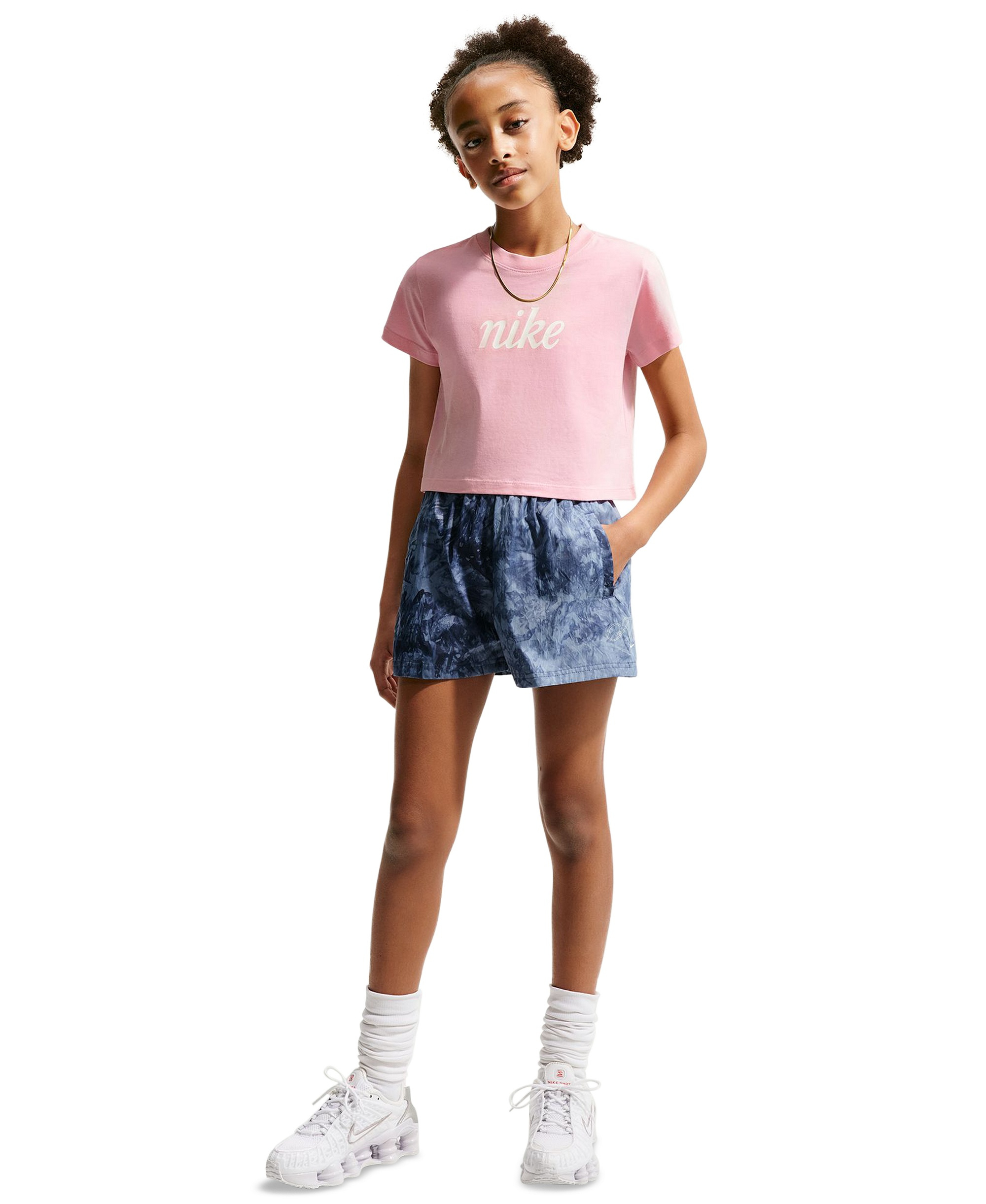Nike Girls' 7-16 Sportswear Cropped Short-Sleeve T-Shirt - Med Soft Pink