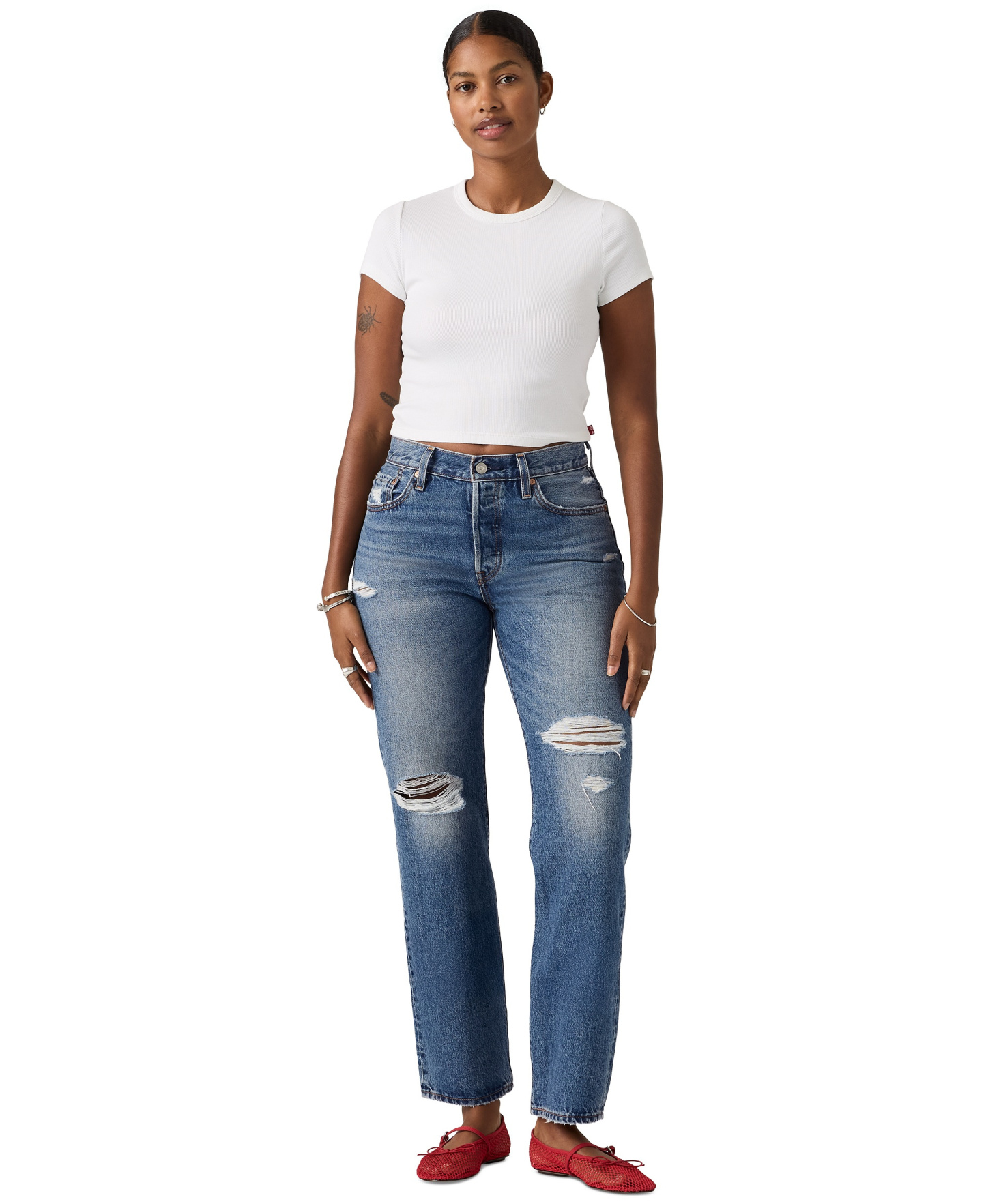 Levi's Premium Women's 501 90's Ankle Mid-Rise Straight-Fit Jeans - Natural Stone