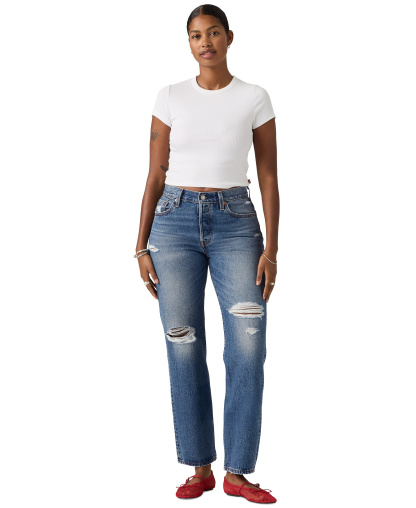 Levi's Premium Women's 501 90's Ankle Mid-Rise Straight-Fit Jeans - Natural Stone