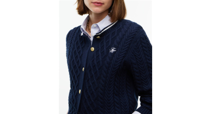 Tommy Hilfiger Women's Heritage Cable Long-Sleeve Cardigan Sweater - Dark Blue