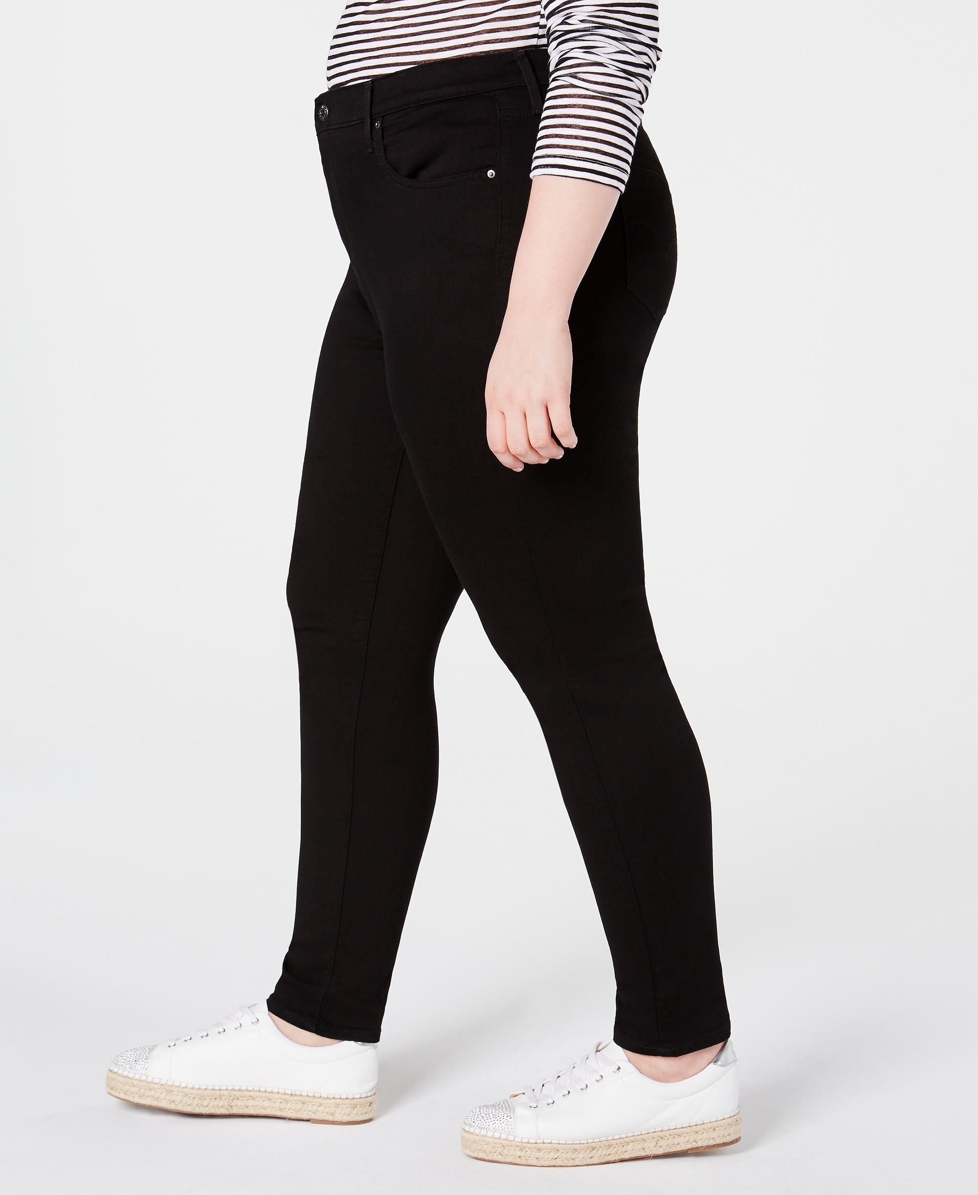 Levi's Trendy Plus Size 721 High-Rise Skinny Jeans - Black Peony