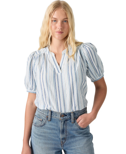 Levi's Women's Amelie Cotton Poplin Blouse - Rhonda Stripe Glacier Lak Da0a55