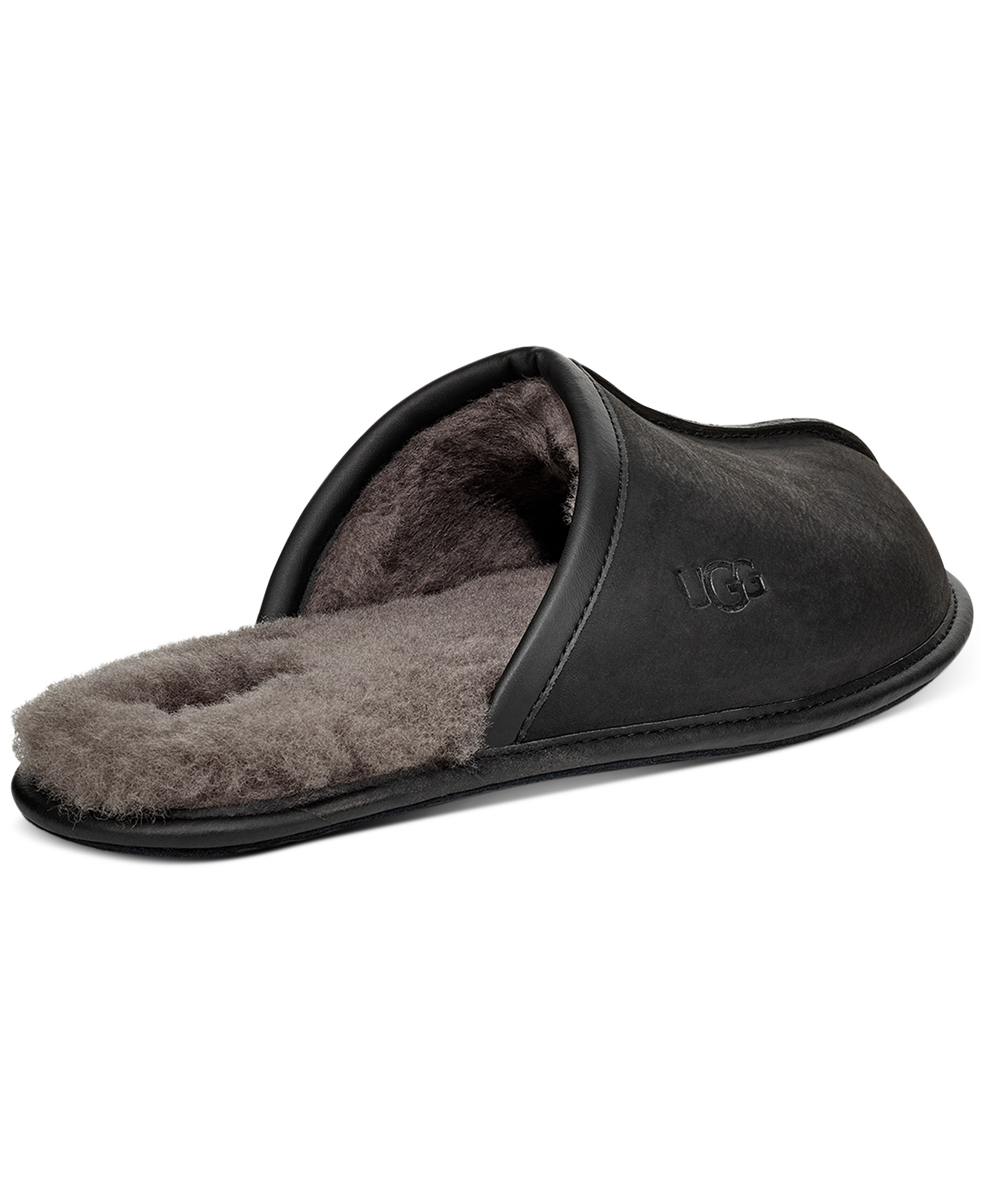 UGG® Men's Scuff Leather Slippers - Black