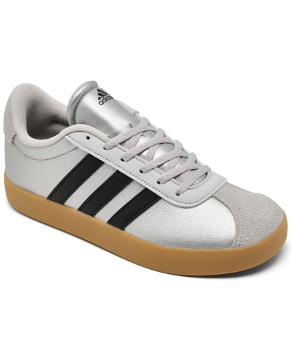 adidas Big Kids VL Court 3.0 Casual Sneakers from Finish Line - Silver, Black, Gum