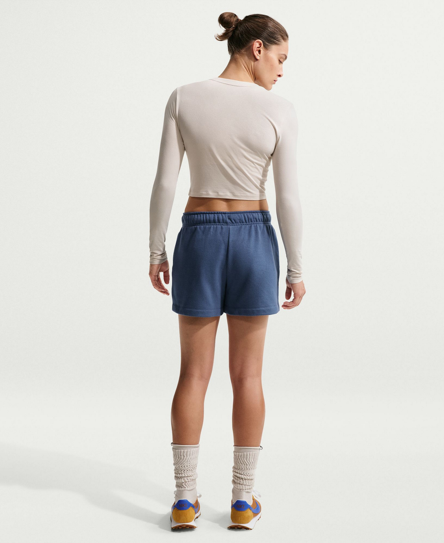 Nike Women's Sportswear Club Fleece Mid-Rise Shorts - Mystic Navy/White