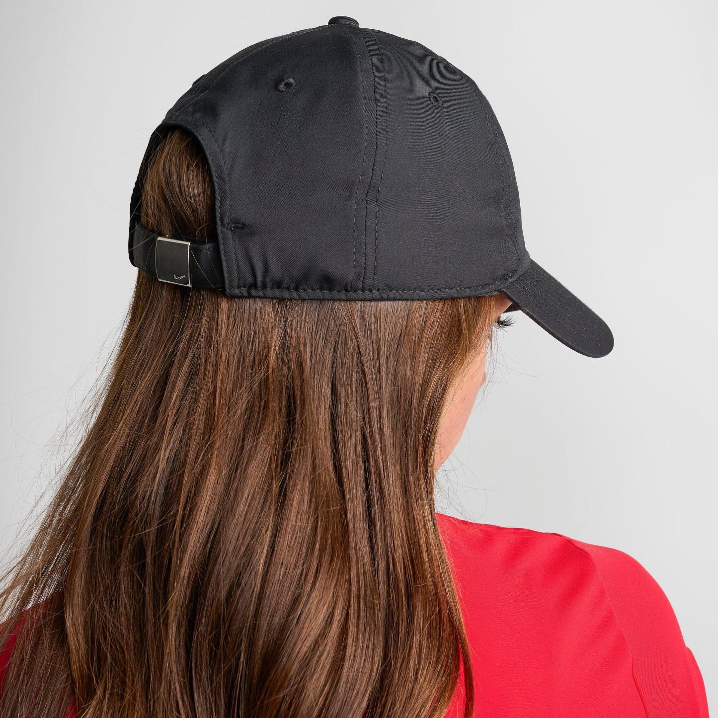 Nithtke Dri-FIT Club Unstructured Metal Swoosh Strapback Hat - Black/Silver