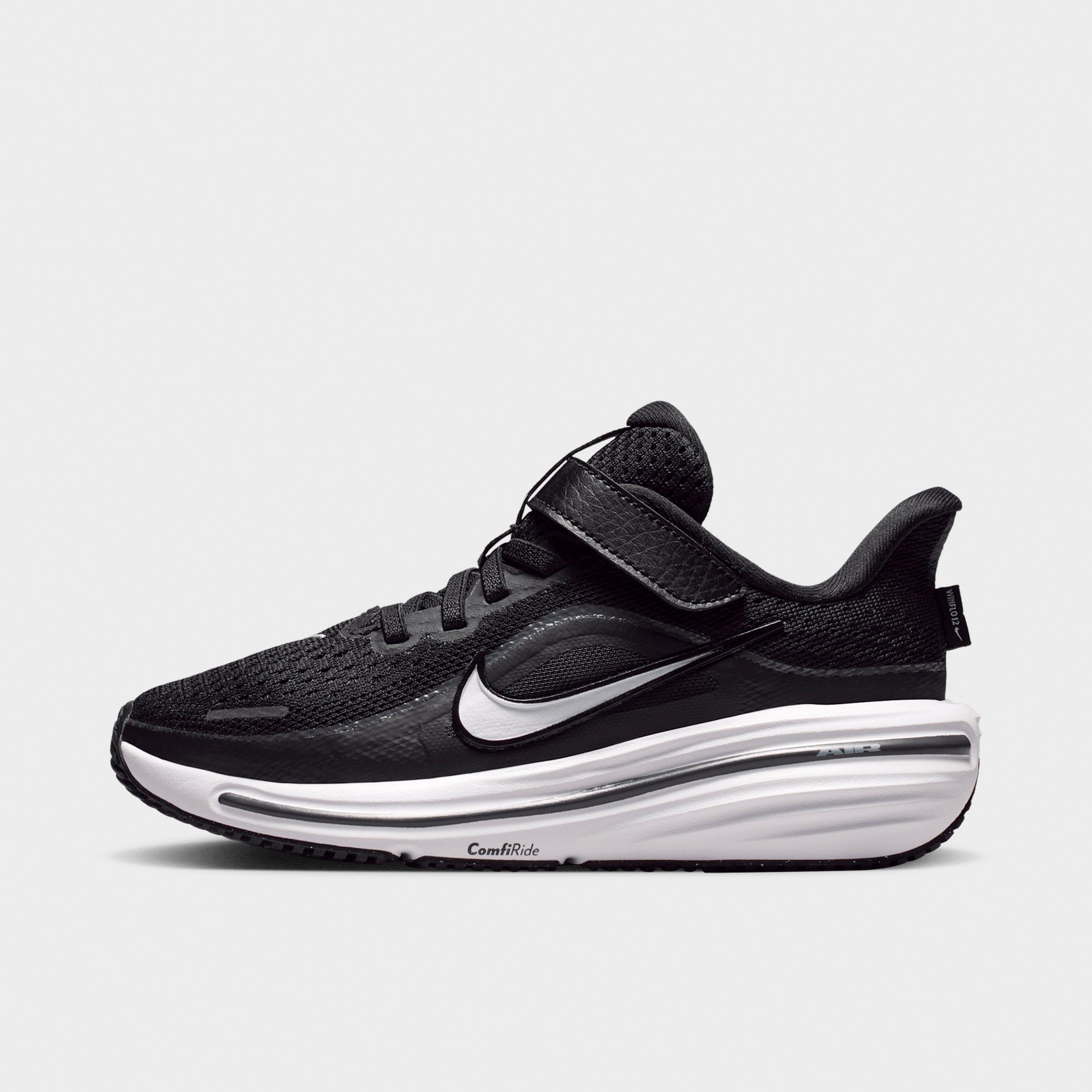 Little Kids' Nithtke Winflo 12 Road Running Shoes - Black/Dark Smoke Grey/White - Left shoe facing left. Outside of the shoe.