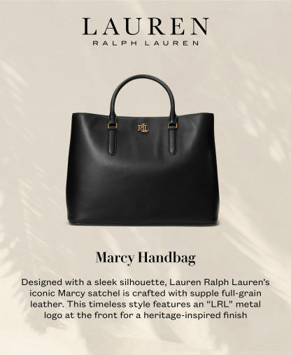 Lauren Ralph Lauren Full-Grain Leather Large Marcy Satchel Bag - Black