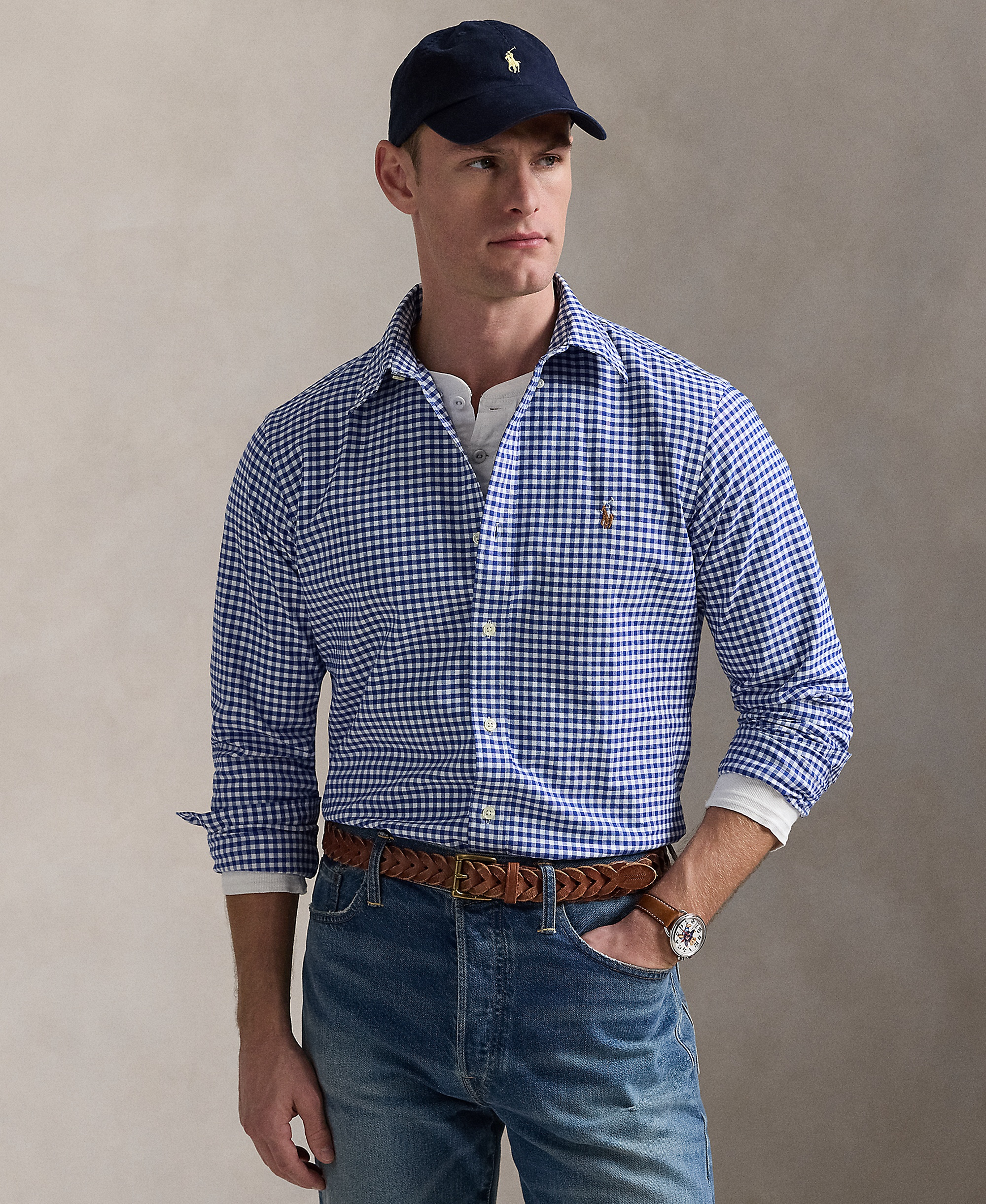 Polo Ralph Lauren Men's Custom Fit Oxford Shirt - Blue/white