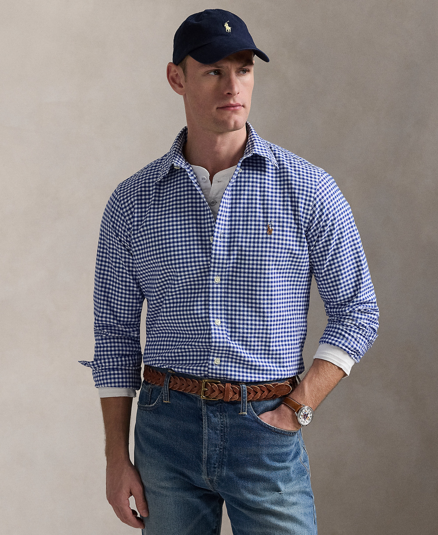 Polo Ralph Lauren Men's Custom Fit Oxford Shirt - Blue/white