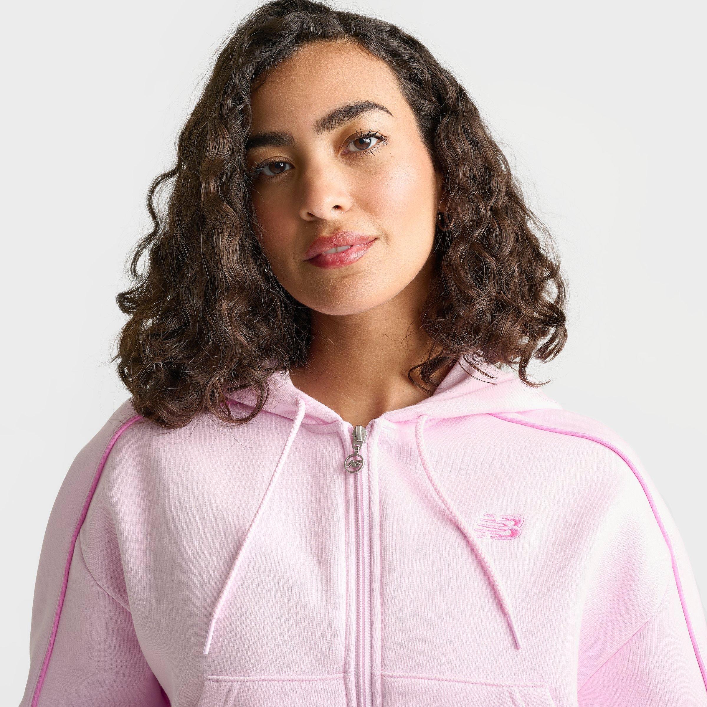 Women's New Balance Piped Cropped Full-Zip Hoodie - Light Raspberry - view 5