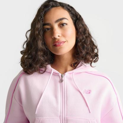 Women's New Balance Piped Cropped Full-Zip Hoodie - Light Raspberry - view 5