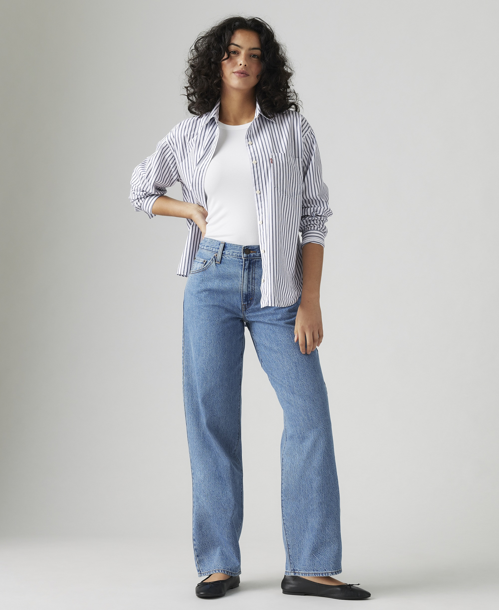 Levi's Premium Women's Mid-Rise Baggy Dad Jeans - Own It Stone