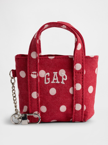 Logo Tote Bag Charm - Red polka dot