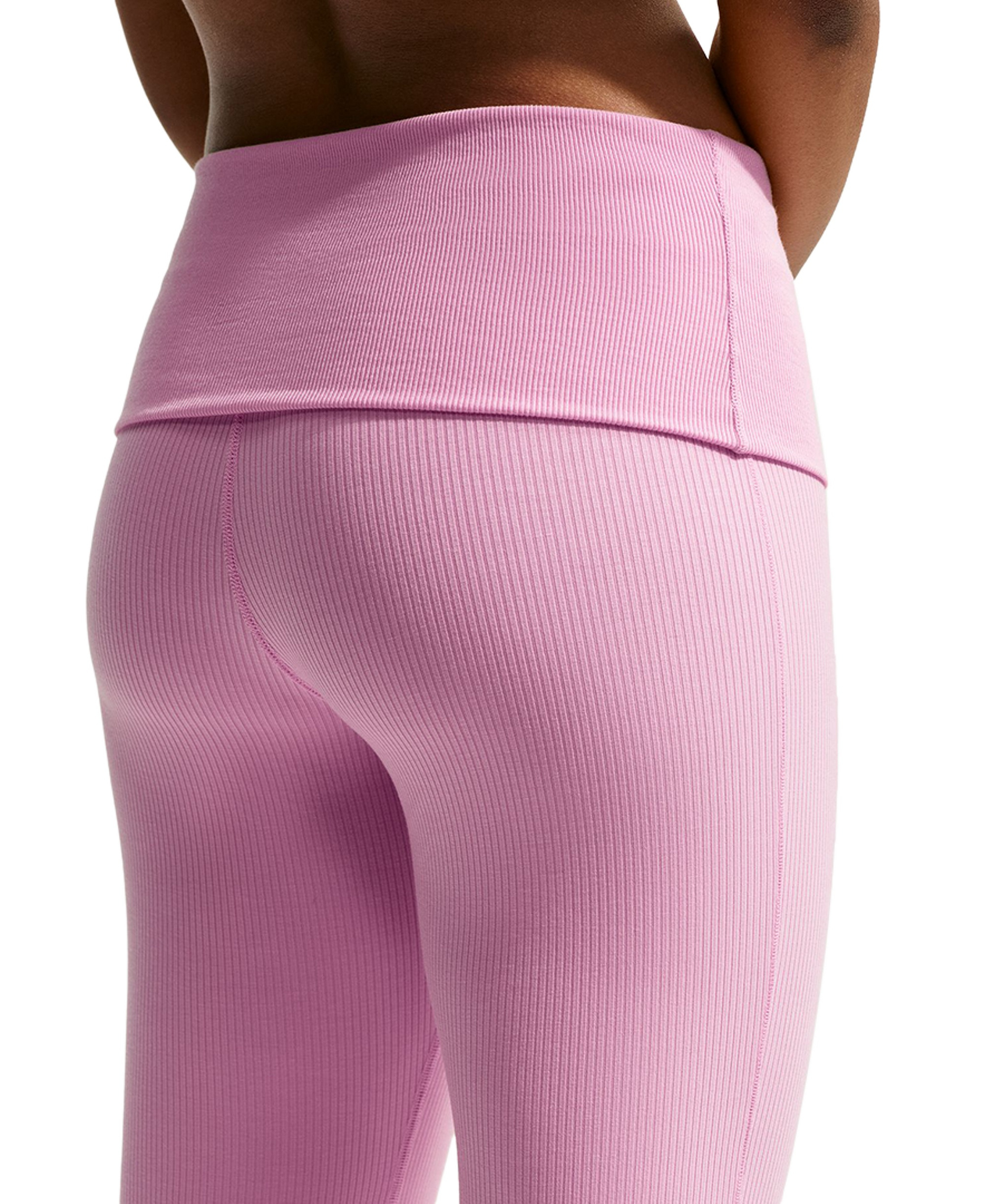 Nike Women's Sportswear Chill Knit Mid-Rise Tight Ribbed Pants - Pink Rise/white