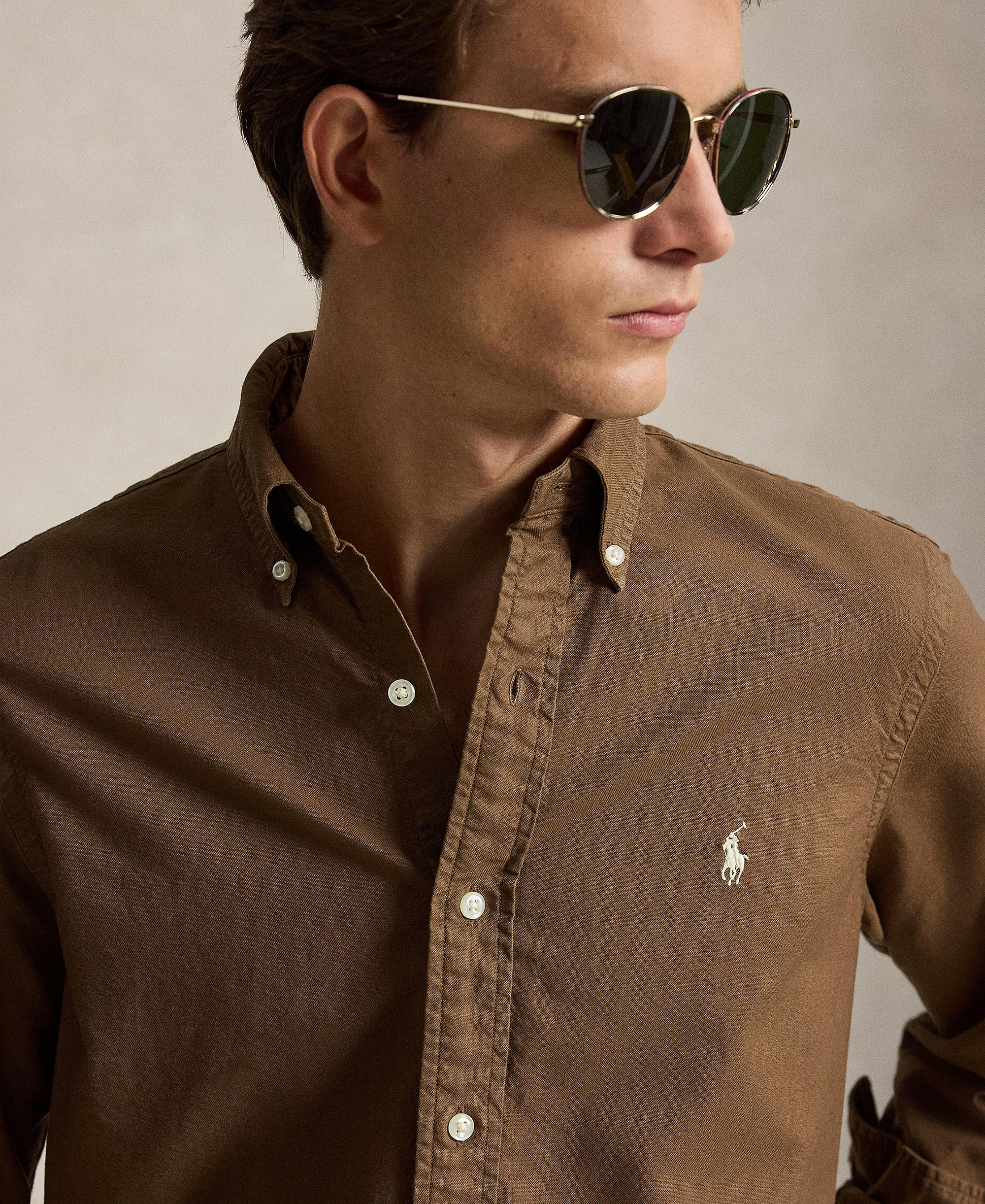Polo Ralph Lauren Men's Classic-Fit Plaid Brushed Oxford Shirt - Chestnut