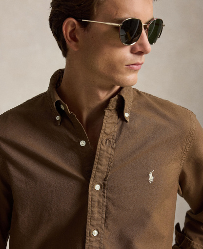Polo Ralph Lauren Men's Classic-Fit Plaid Brushed Oxford Shirt - Chestnut