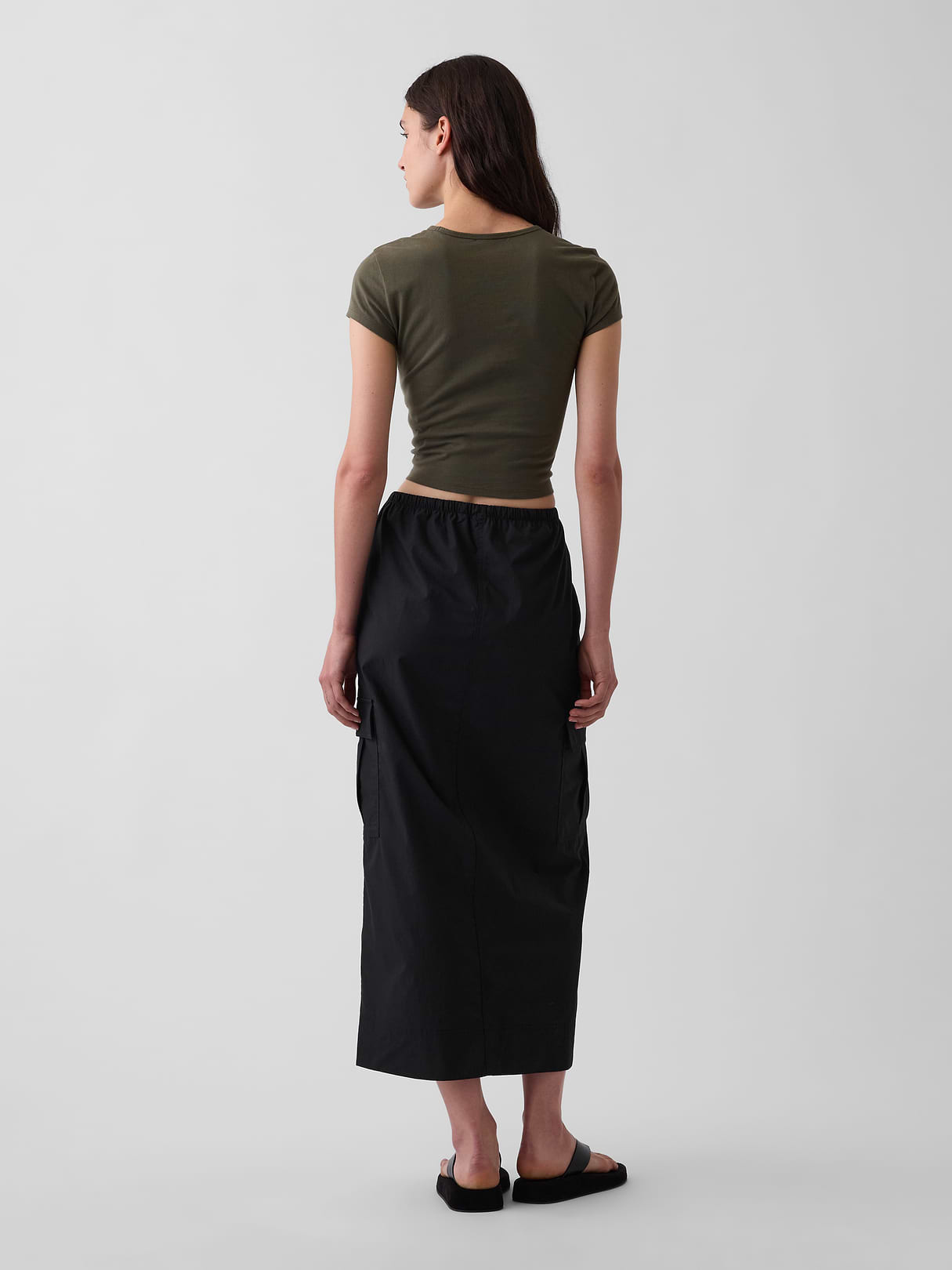 Poplin Easy Cargo Maxi Skirt - True black