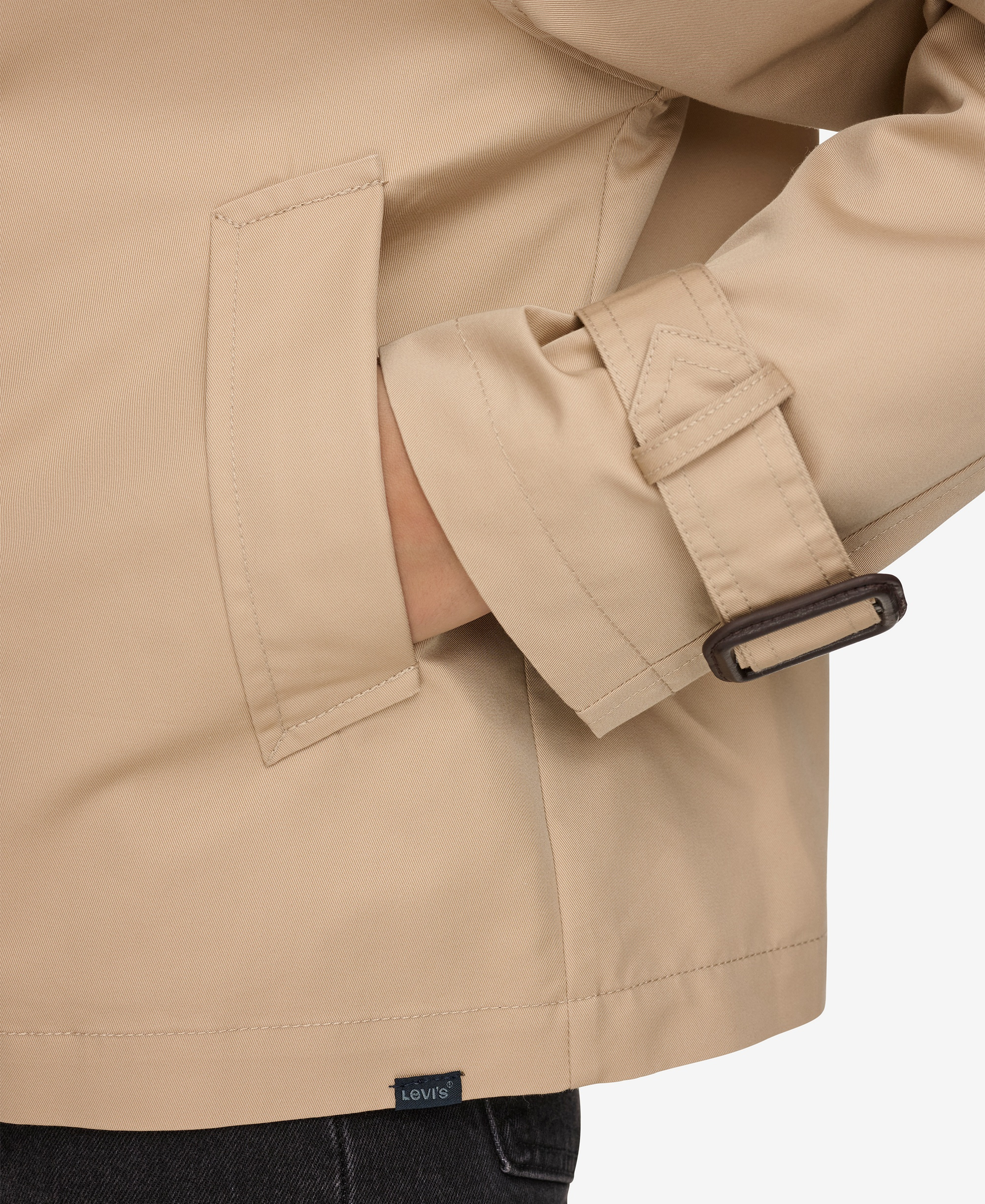 Levi's Women's Regular Short Double Breasted Trench Coat - Khaki