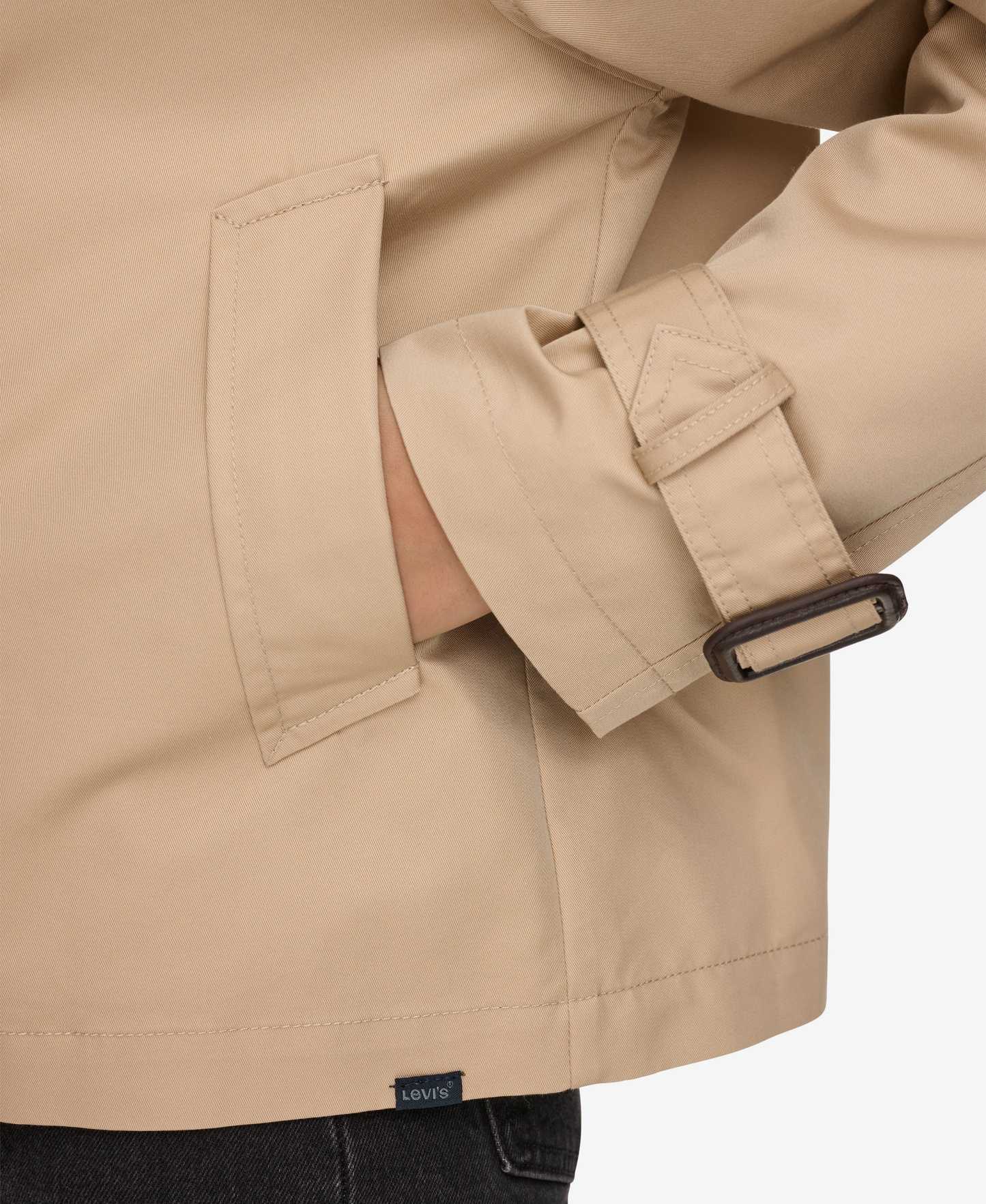 Levi's Women's Regular Short Double Breasted Trench Coat - Khaki