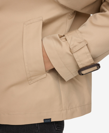 Levi's Women's Regular Short Double Breasted Trench Coat - Khaki