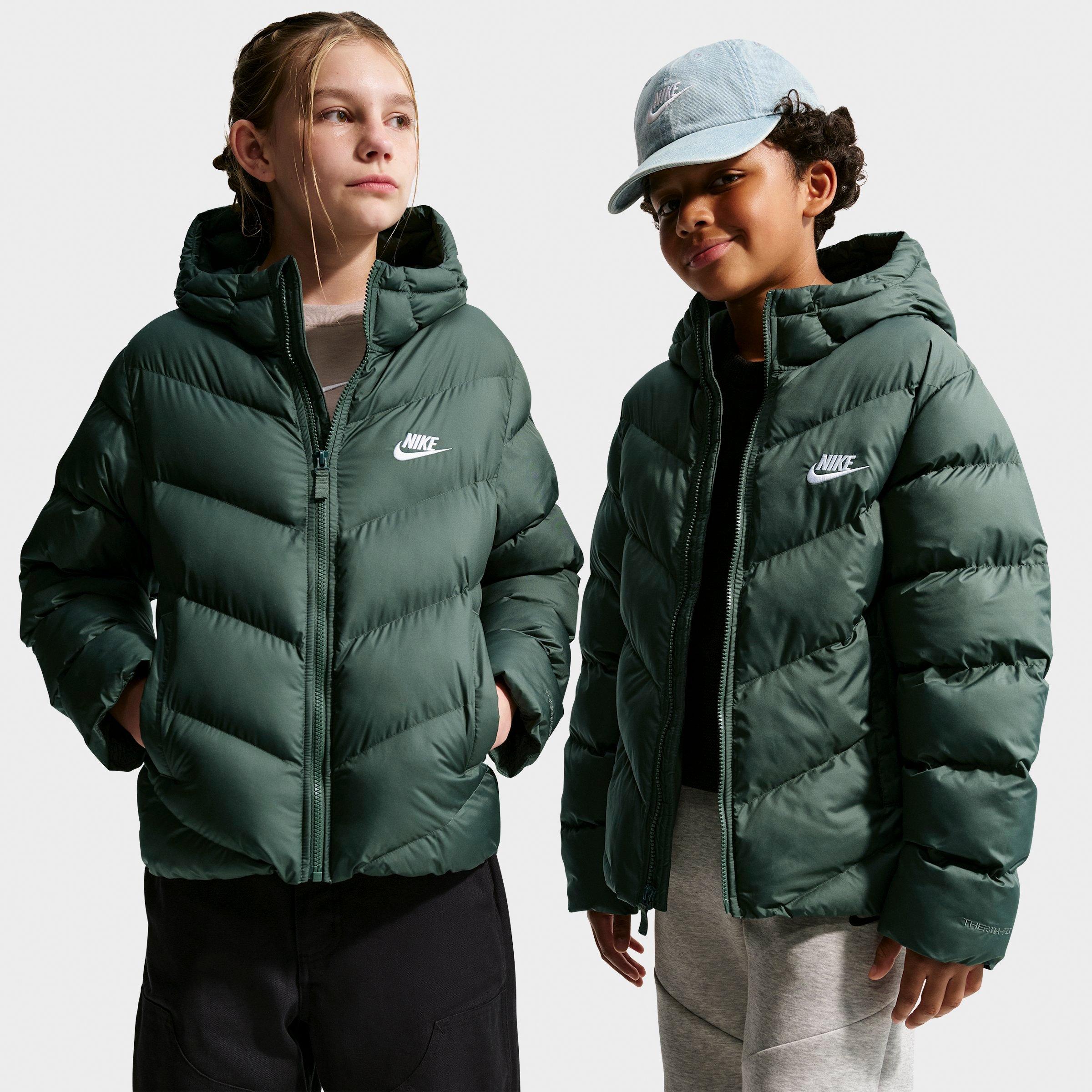 Big Kids' Nithtke Sportswear All Day Play Therma-FIT Loose-Fit Puffer Jacket - Camo Green/White