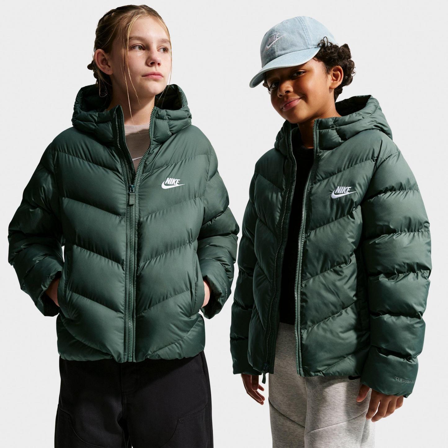 Big Kids' Nithtke Sportswear All Day Play Therma-FIT Loose-Fit Puffer Jacket - Camo Green/White