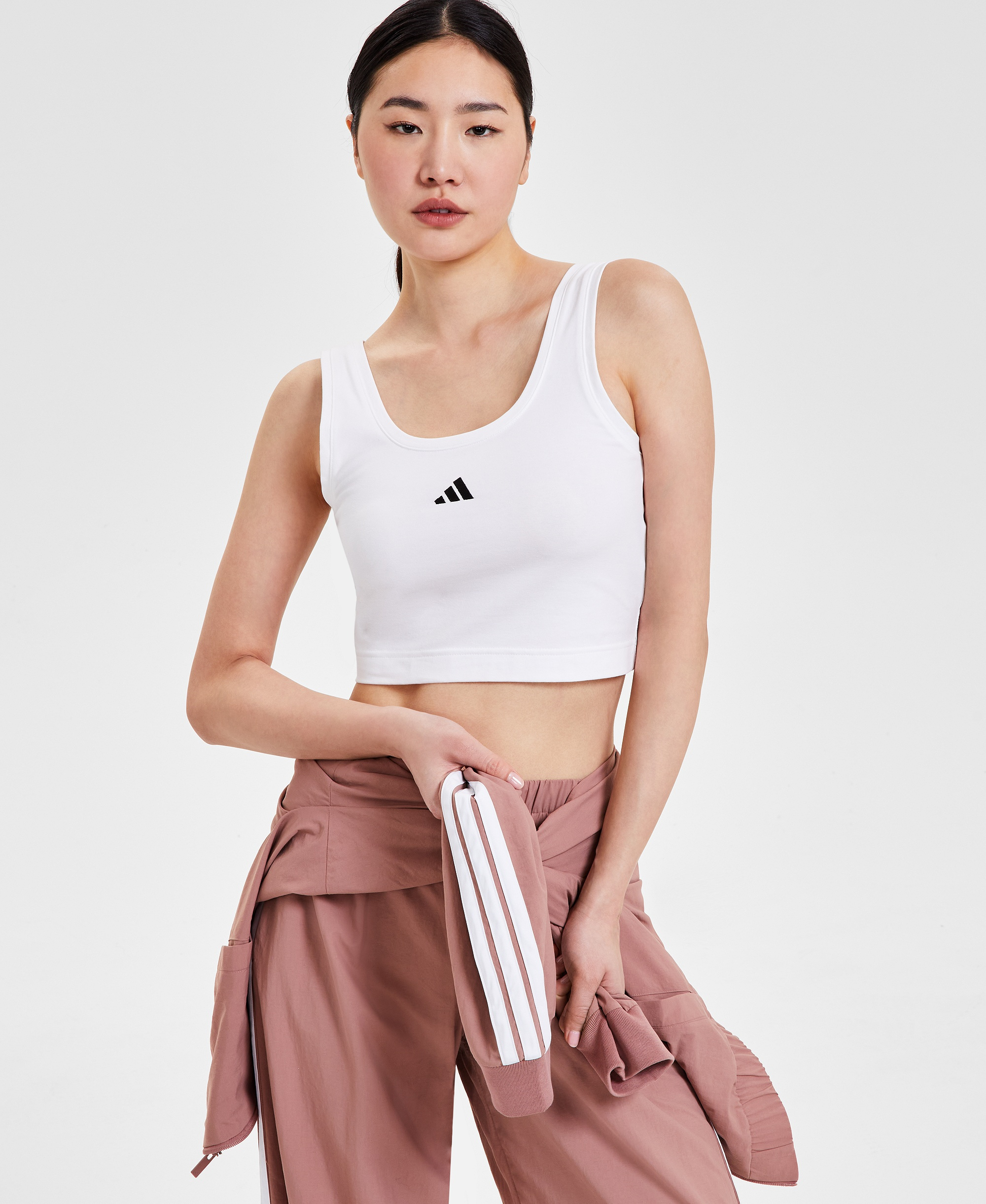 adidas Women's Essentials Small Logo Cotton Tank Top - White/Black
