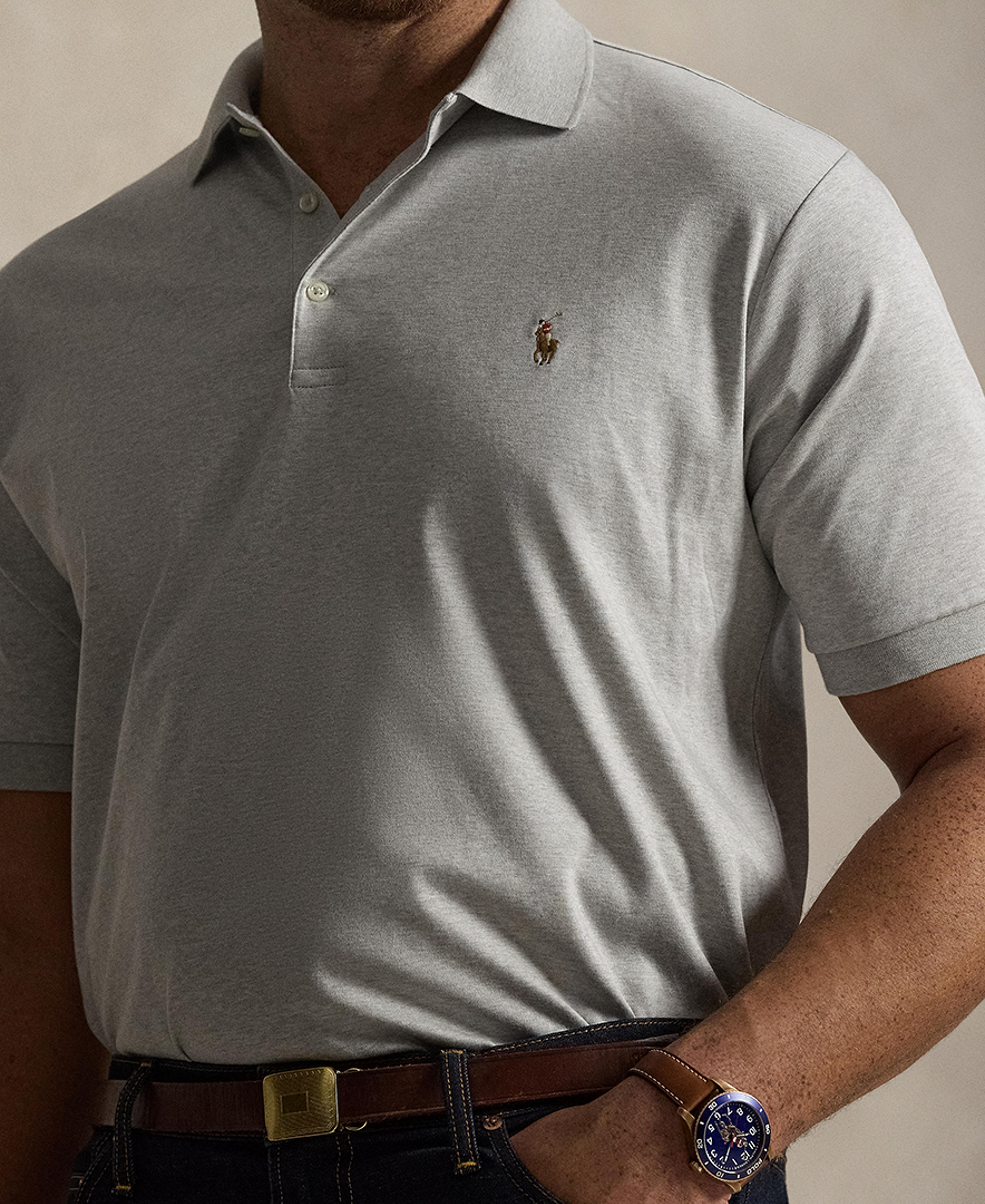 Polo Ralph Lauren Men's Big & Tall Solid Polo Shirt - Spring Heather