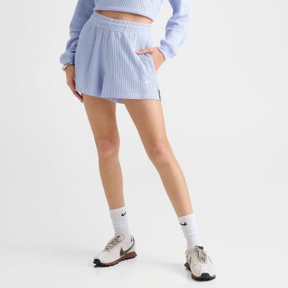 Women's Nike Sportswear Chill Waffle Loose Mid-Rise Shorts - Hydrogen Blue/Sail