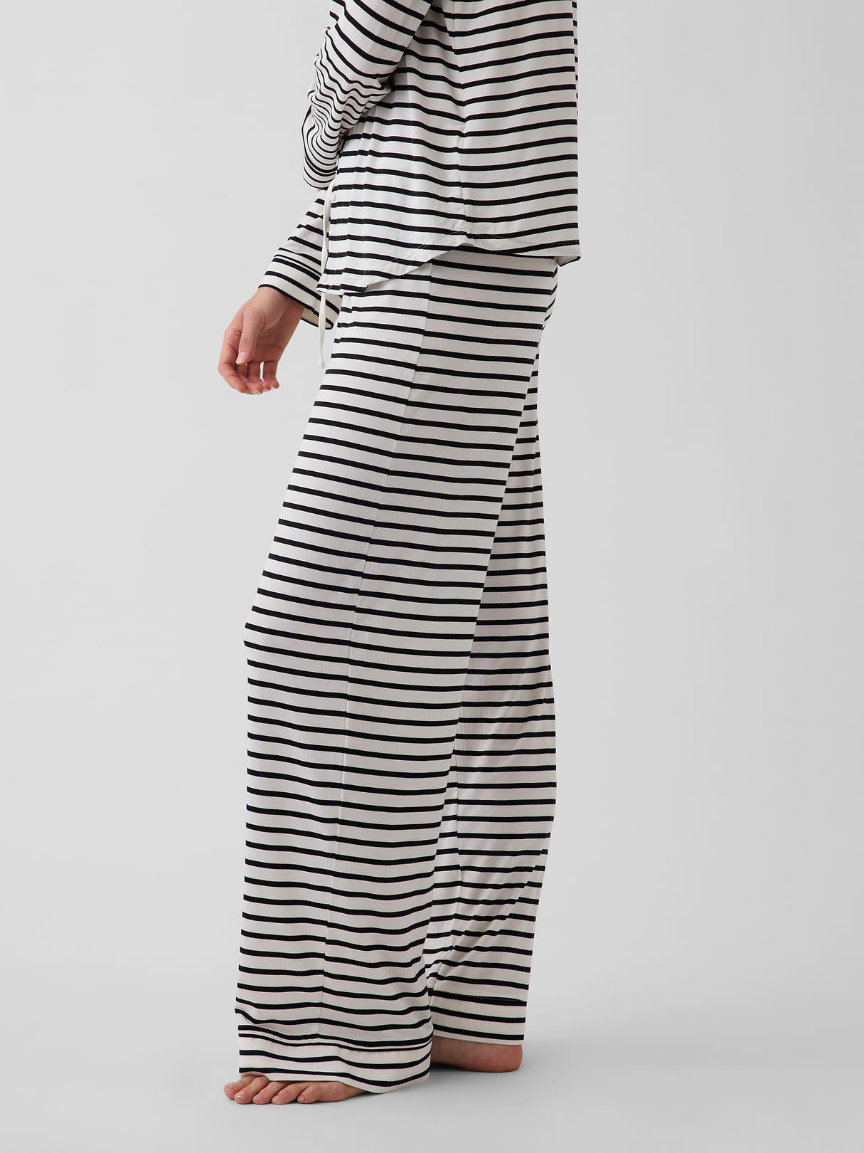 SoftMade Modal PJ Pants - Black & ivory beige stripe