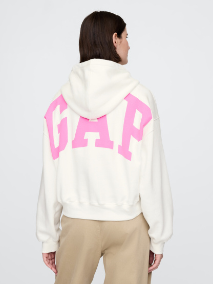 VintageSoft Crop Logo Hoodie - New off white logo