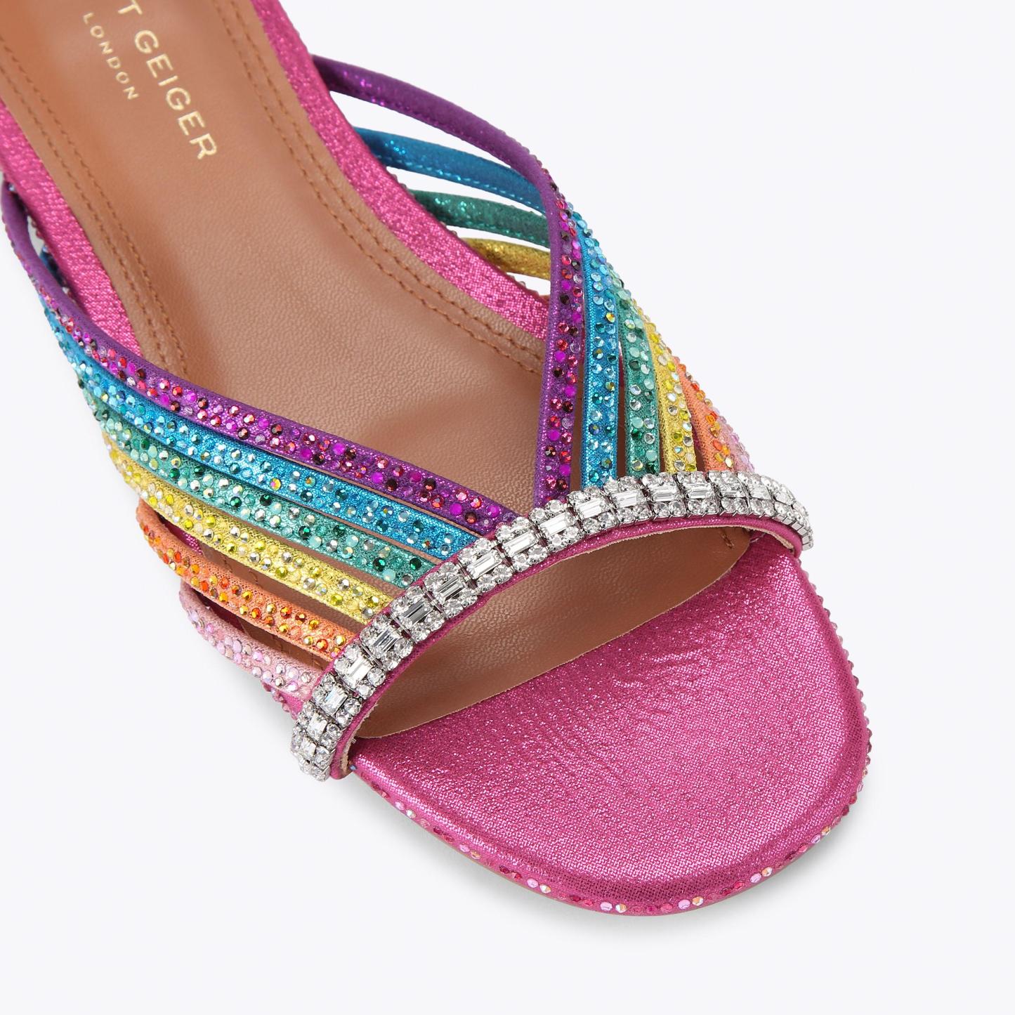 Kurt Geiger London Crystal Strap Flat Mule - Multi Colored - view 5