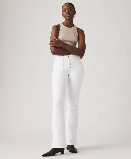 Levi's Women's 726 Patch Pocket High-Rise Slim-Fit Flare Jeans - Soft Clean White