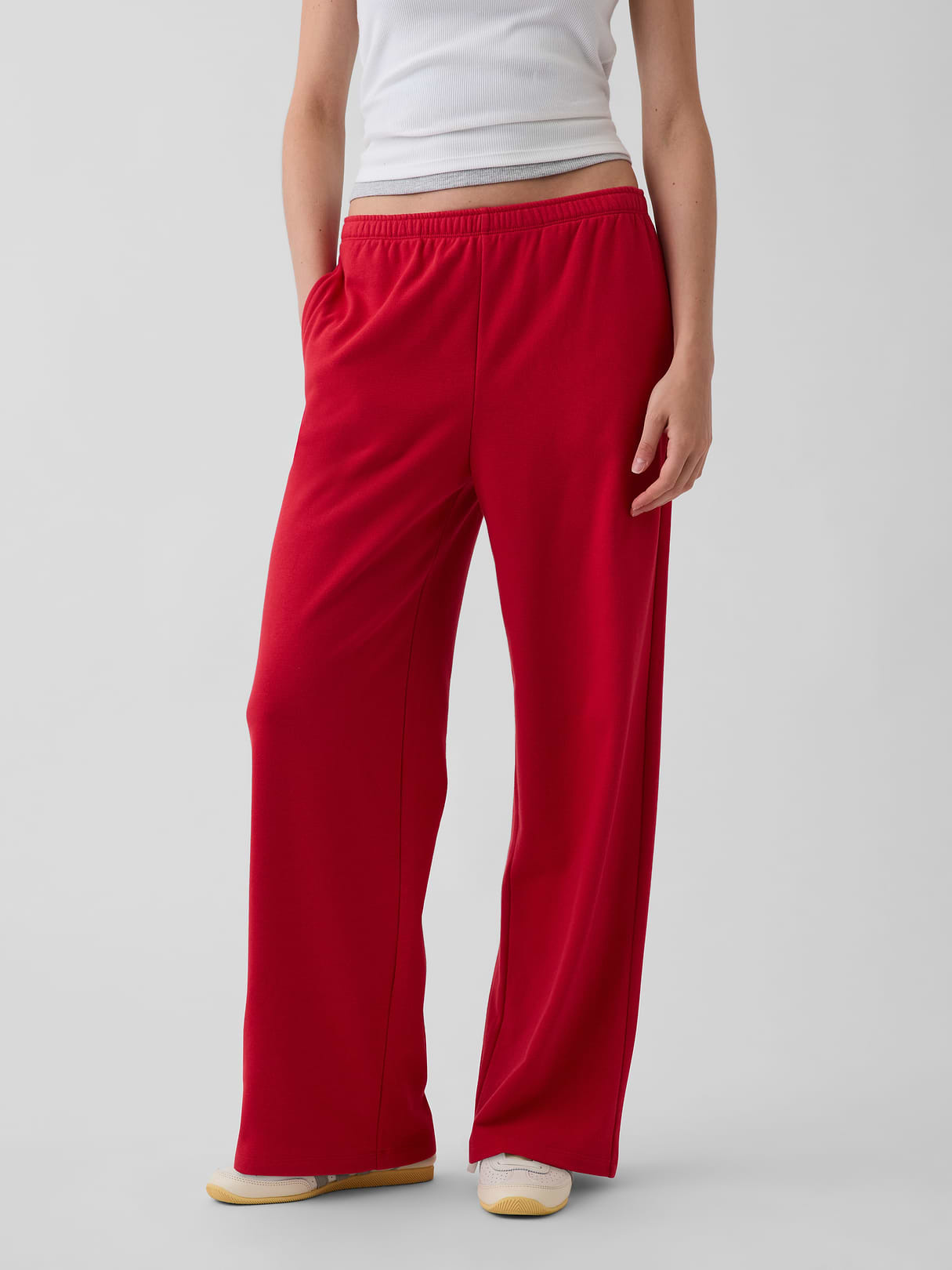 Mid Rise VintageSoft Terry Loose Sweatpants - Red