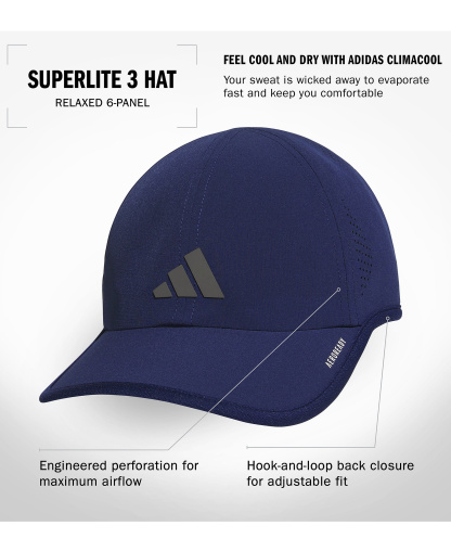 adidas Men's Superlite 3 Logo Cap - Dark Blue/Gray Four