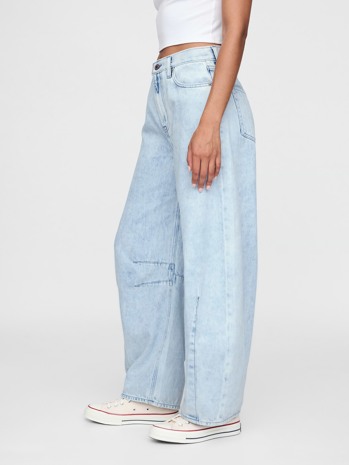 High Rise UltraSoft Crossover Horseshoe Jeans - Light indigo