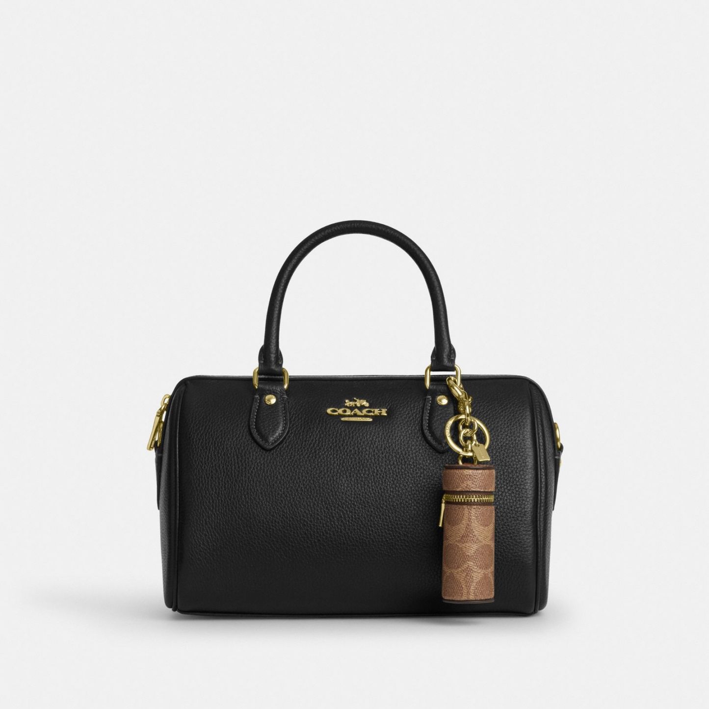 Lipstick Case Bag Charm In Signature Canvas - Gold/Tan/Brown - view 2
