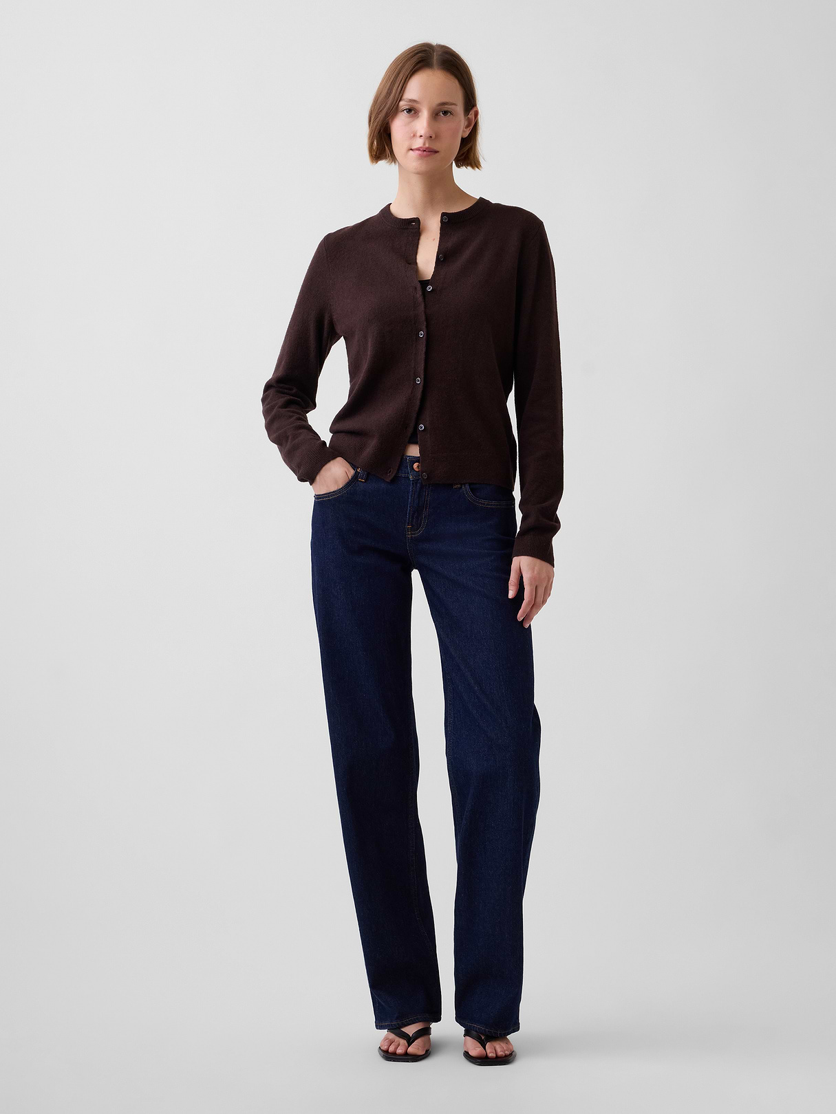 CashSoft Crop Cardigan - Terra brown heather