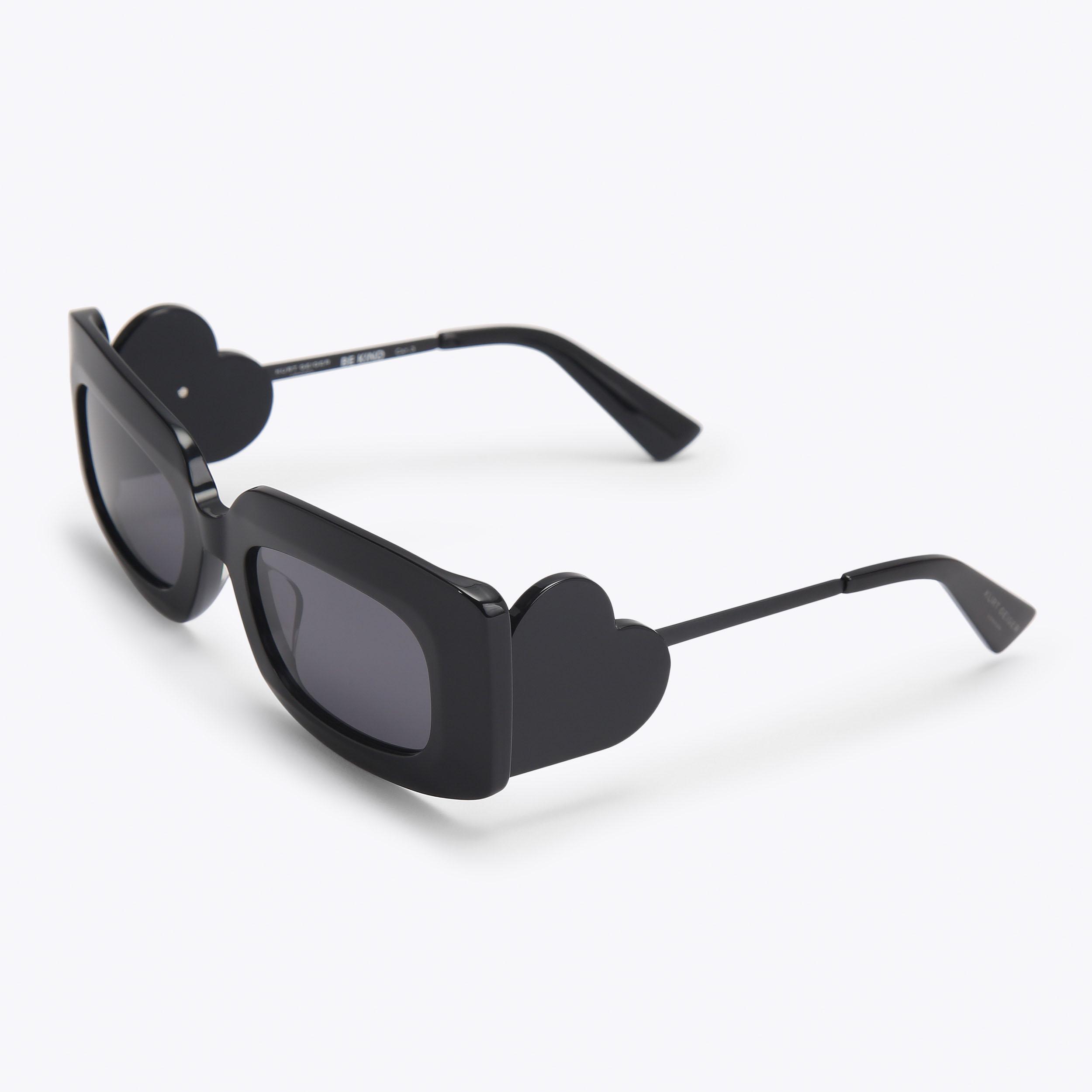 Kurt Geiger London Extra Large Heart Rectangle Sunglasses - Black - view 3