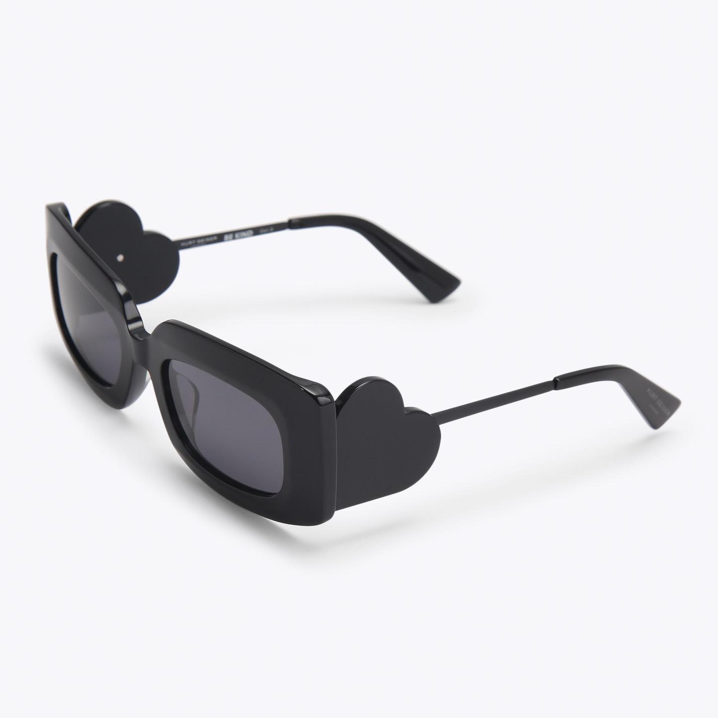 Kurt Geiger London Extra Large Heart Rectangle Sunglasses - Black - view 3