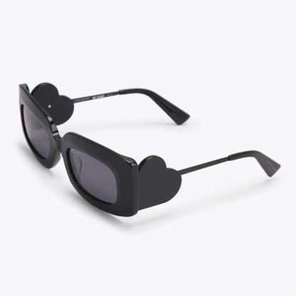 Kurt Geiger London Extra Large Heart Rectangle Sunglasses - Black - view 3